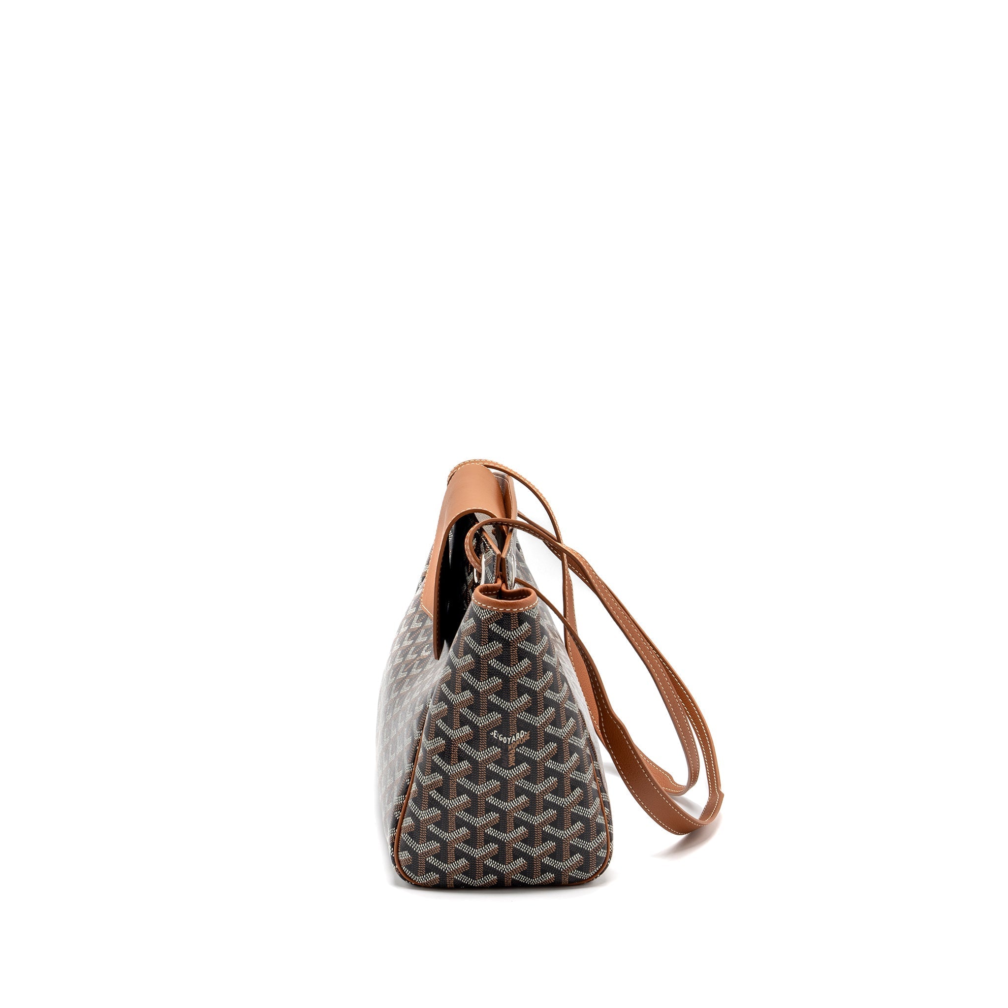 GOYARD ROUETTE TOTE BAG GOYARDINE CANVAS / CALFSKIN BROWN SHW