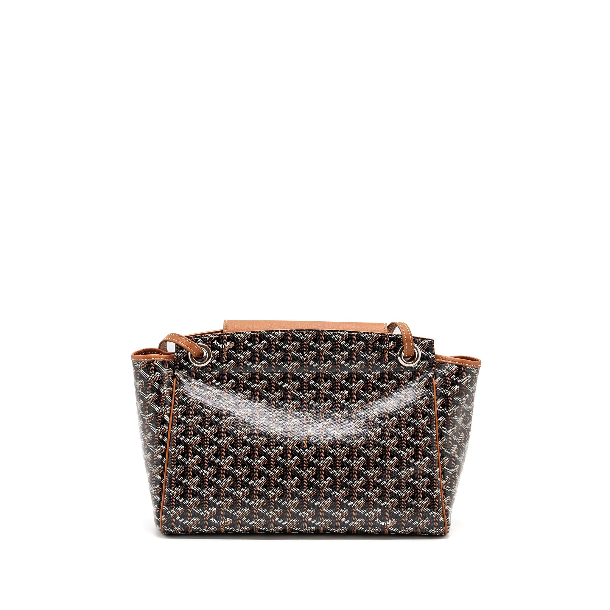 GOYARD ROUETTE TOTE BAG GOYARDINE CANVAS / CALFSKIN BROWN SHW