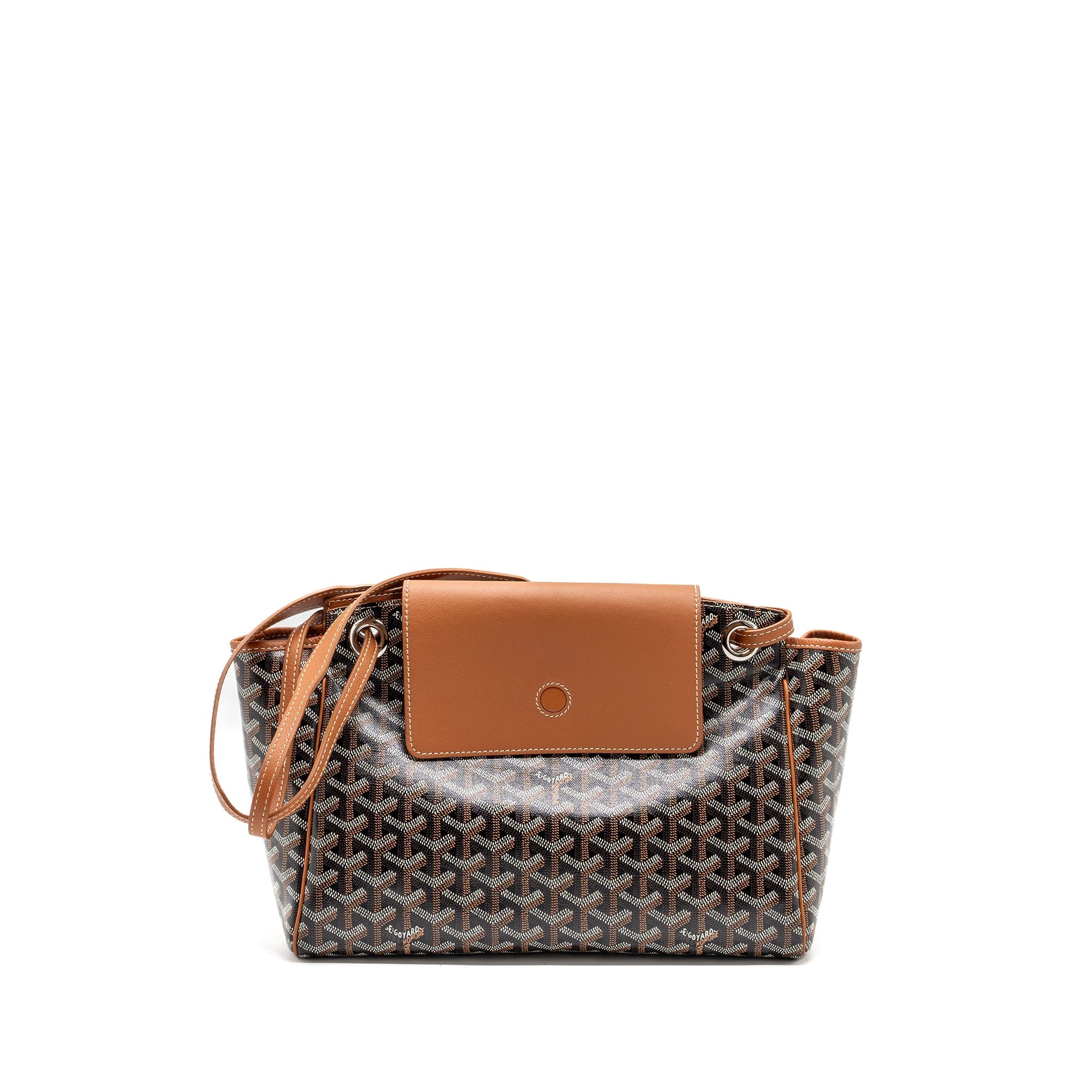 GOYARD ROUETTE TOTE BAG GOYARDINE CANVAS / CALFSKIN BROWN SHW