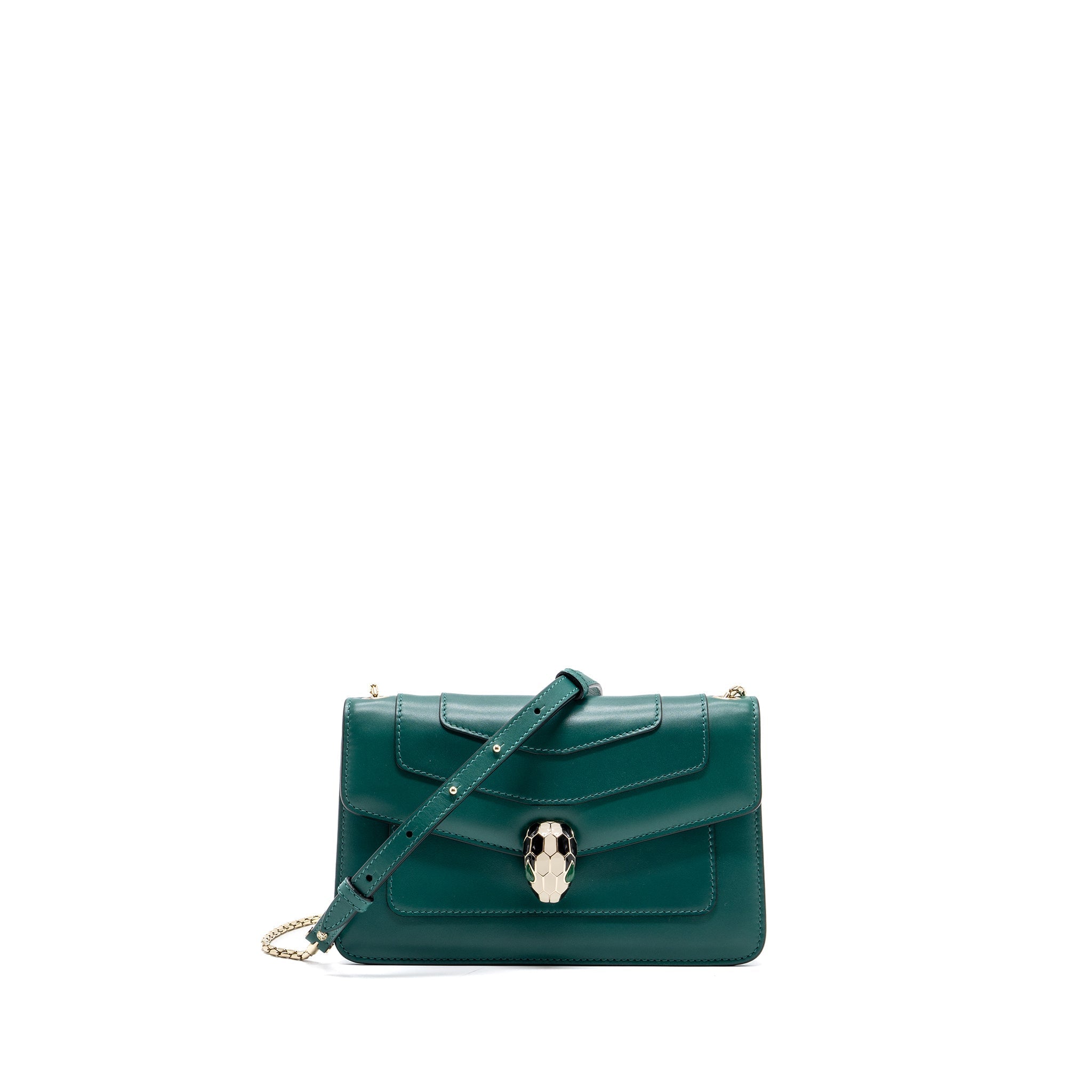 BVLGARI SERPENTI FOREVER CHAIN BAG CALFSKIN GREEN LGHW