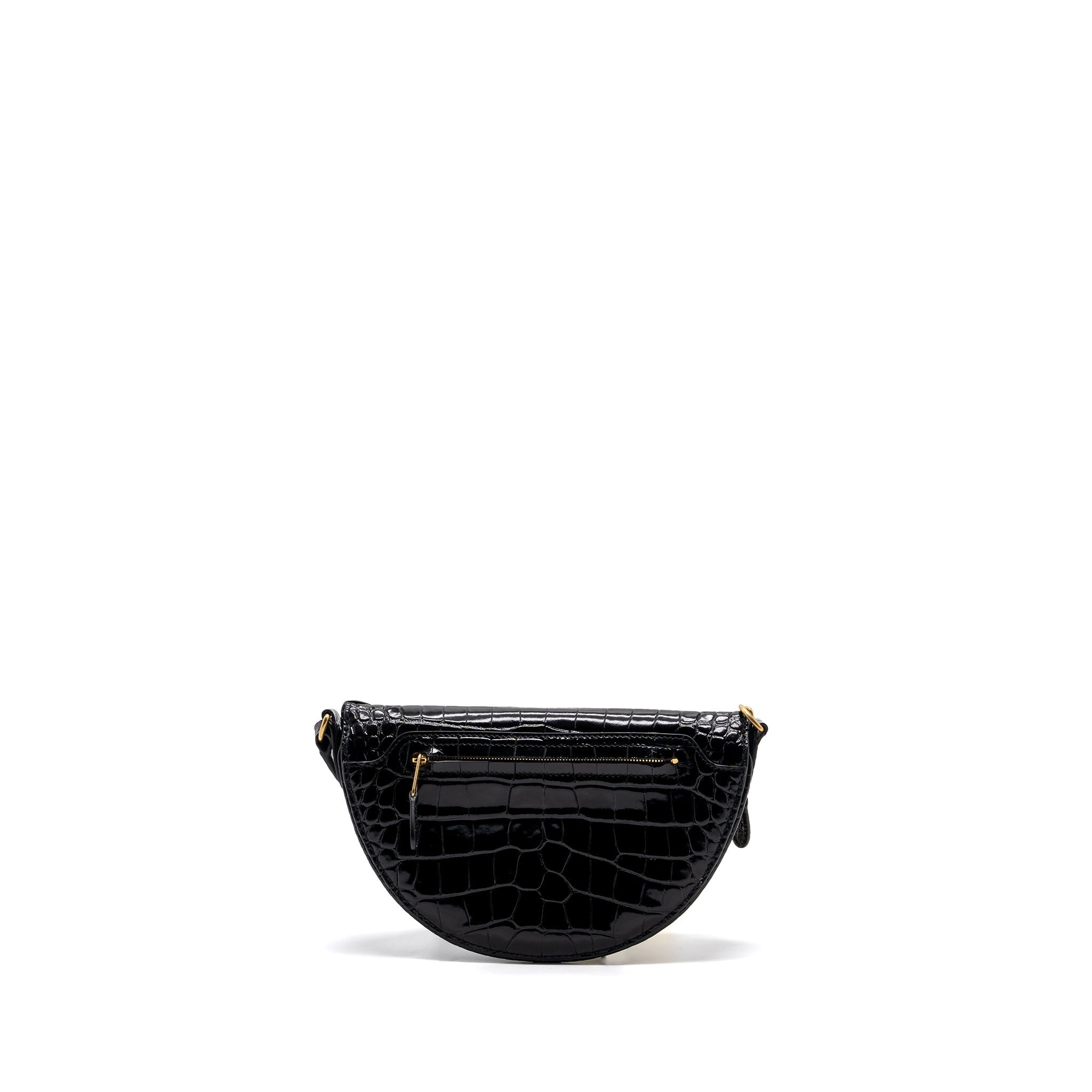BALENCIAGA SOUVENIR BELT BAG CROC-EMBOSSED CALFSKIN BLACK GHW