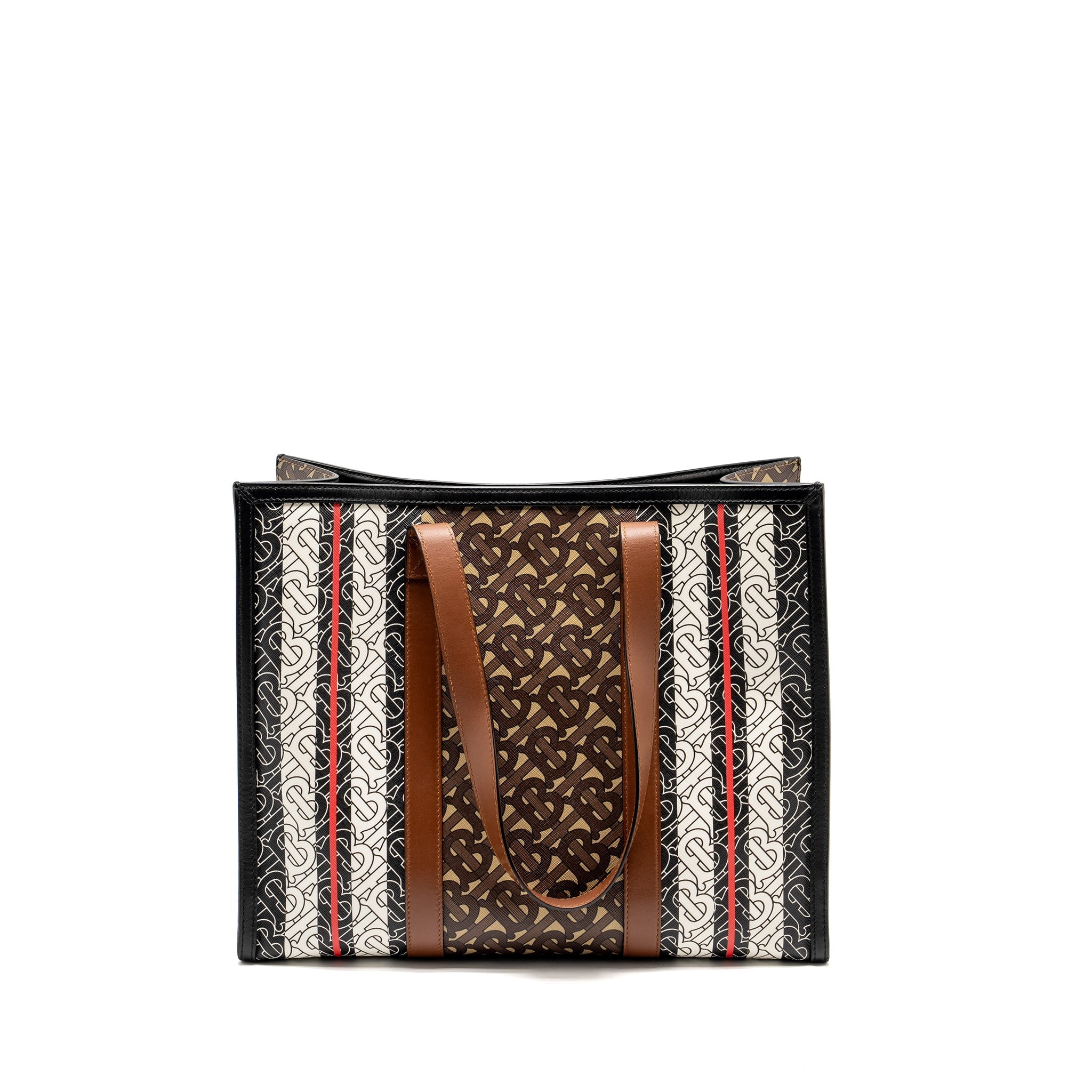 BURBERRY TB MONOGRAM STRIPE TOTE BAG CANVAS/LEATHER MULTICOLOUR GHW