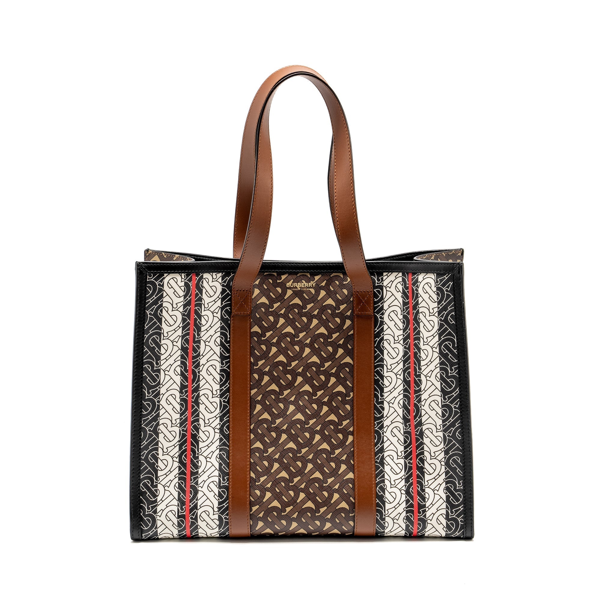 BURBERRY TB MONOGRAM STRIPE TOTE BAG CANVAS/LEATHER MULTICOLOUR GHW