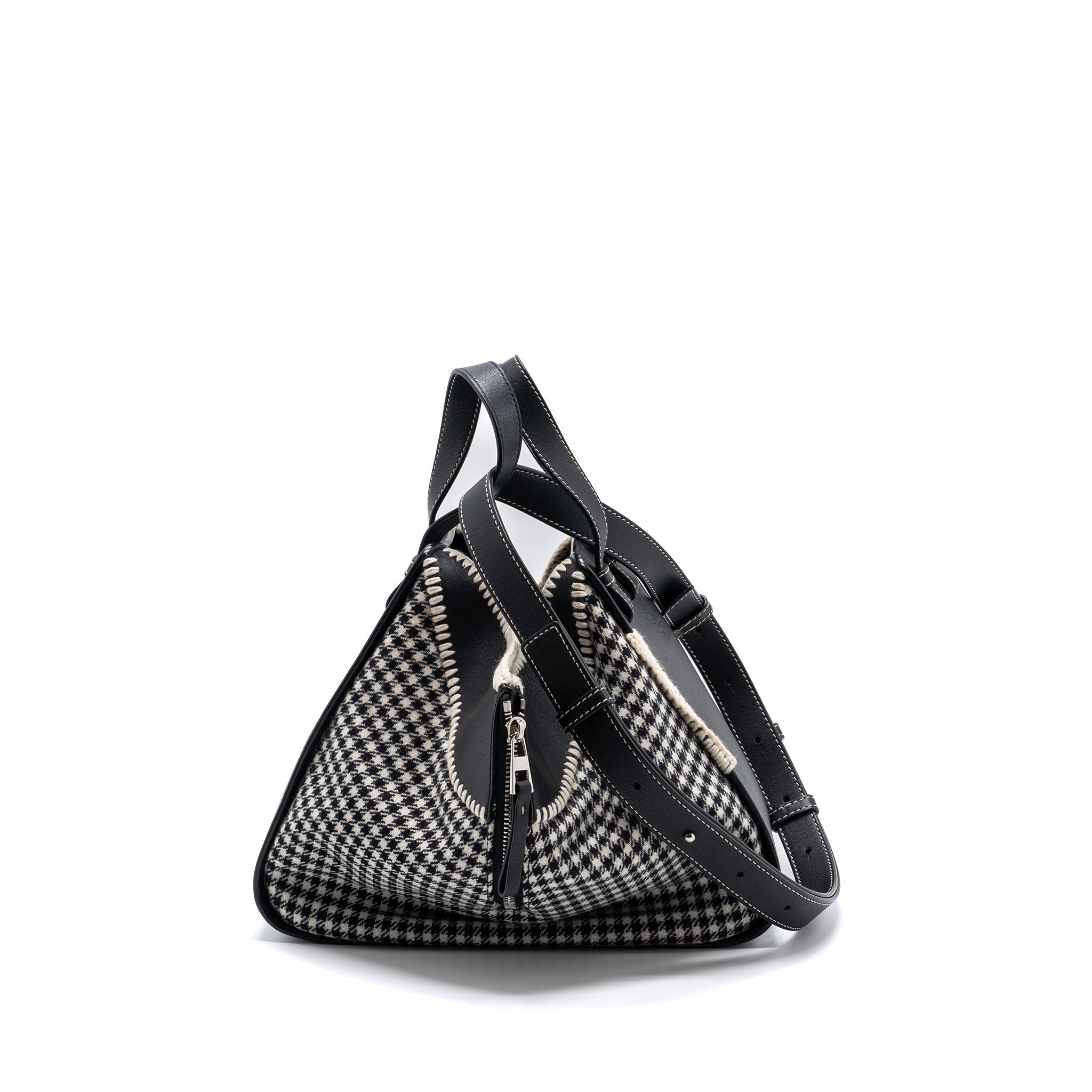 LOEWE SMALL HAMMOCK BAG CALFSKIN / FABRIC MULTICOLOR BLACK / WHITE SHW