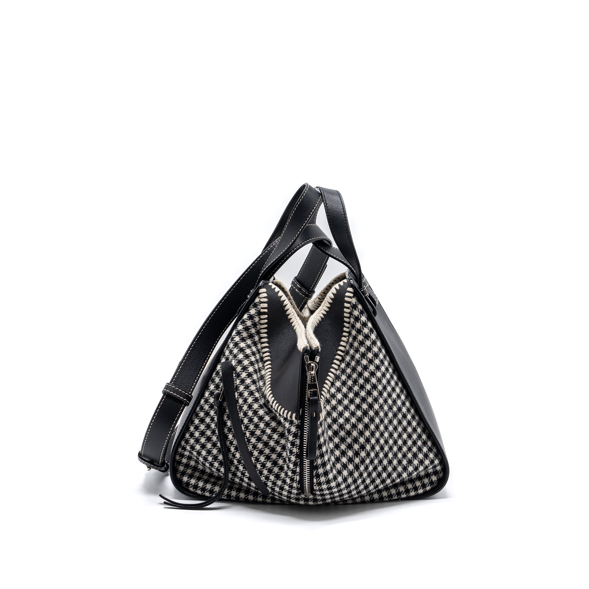 LOEWE SMALL HAMMOCK BAG CALFSKIN / FABRIC MULTICOLOR BLACK / WHITE SHW