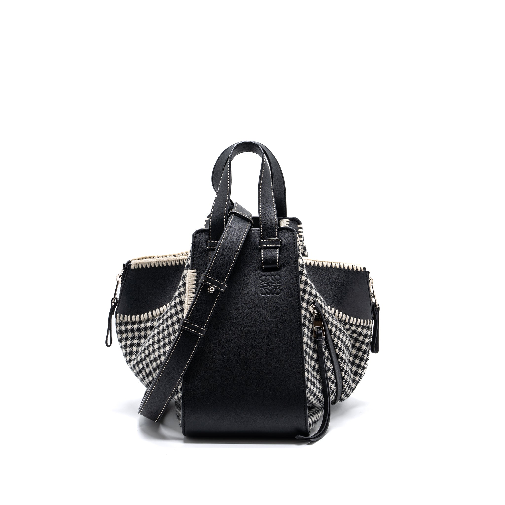 LOEWE SMALL HAMMOCK BAG CALFSKIN / FABRIC MULTICOLOR BLACK / WHITE SHW
