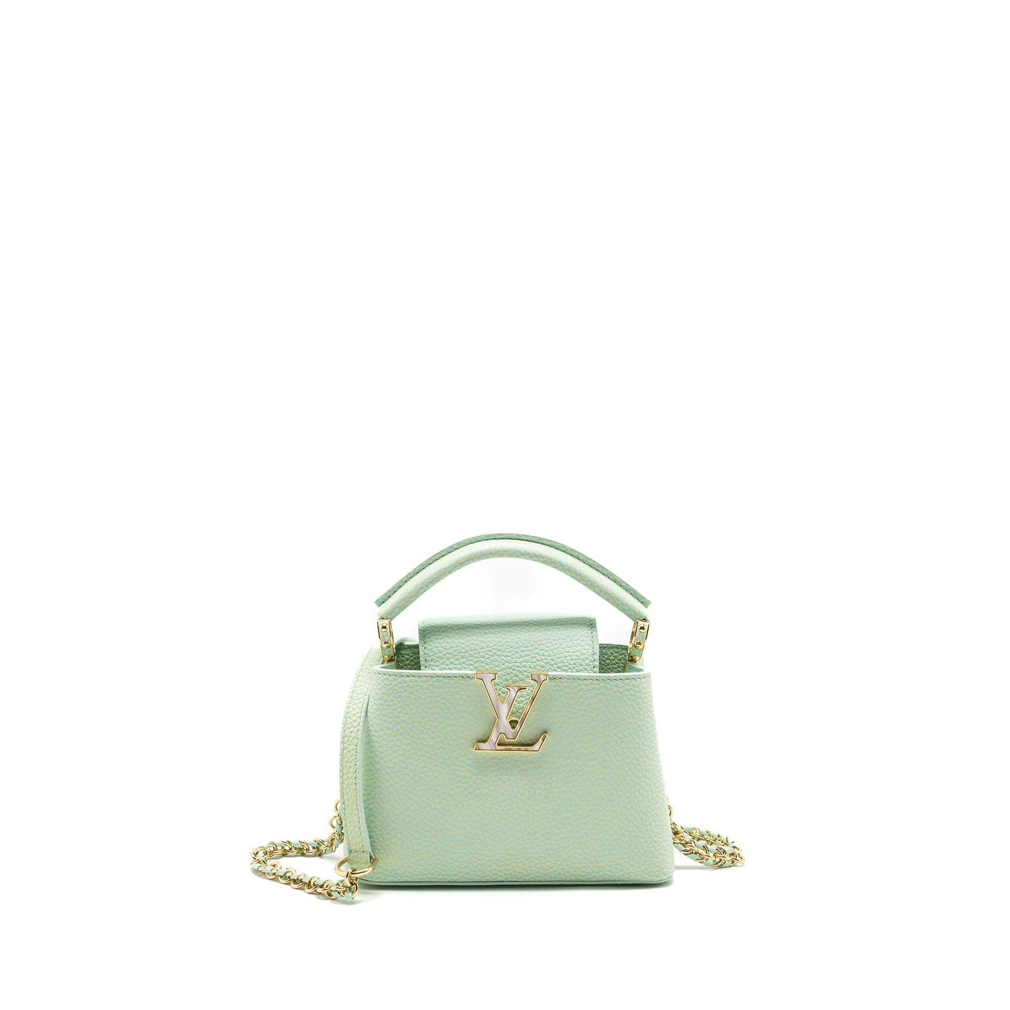 LOUIS VUITTON MINI CAPUCINES CALFSKIN IRIDESCENT GREEN LGHW