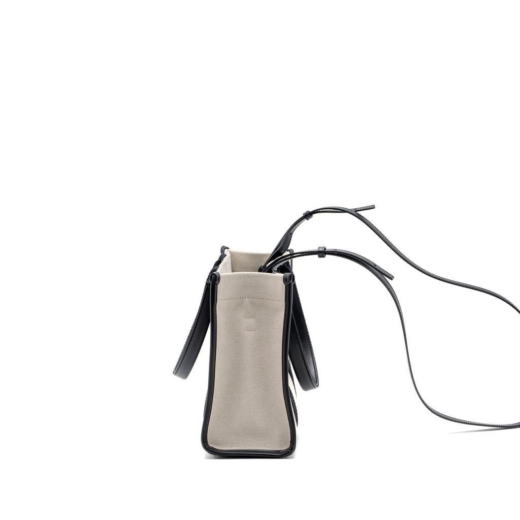 BALENCIAGA SMALL TOTE BAG CANVAS/ LEATHER BLACK/WHITE GHW