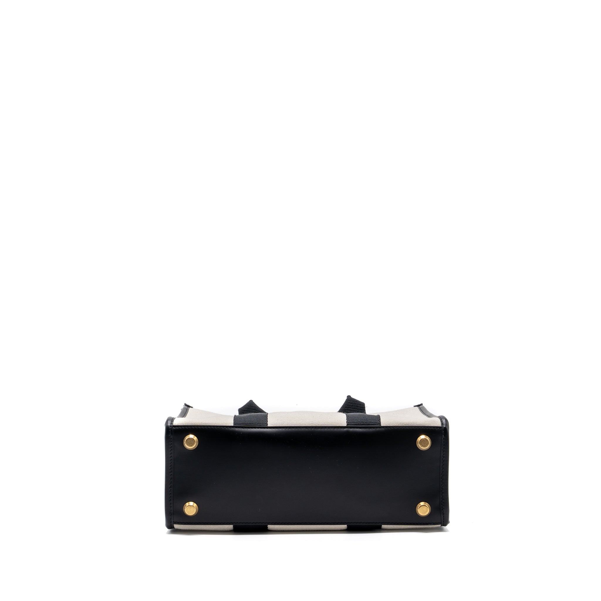 BALENCIAGA SMALL TOTE BAG CANVAS/ LEATHER BLACK/WHITE GHW