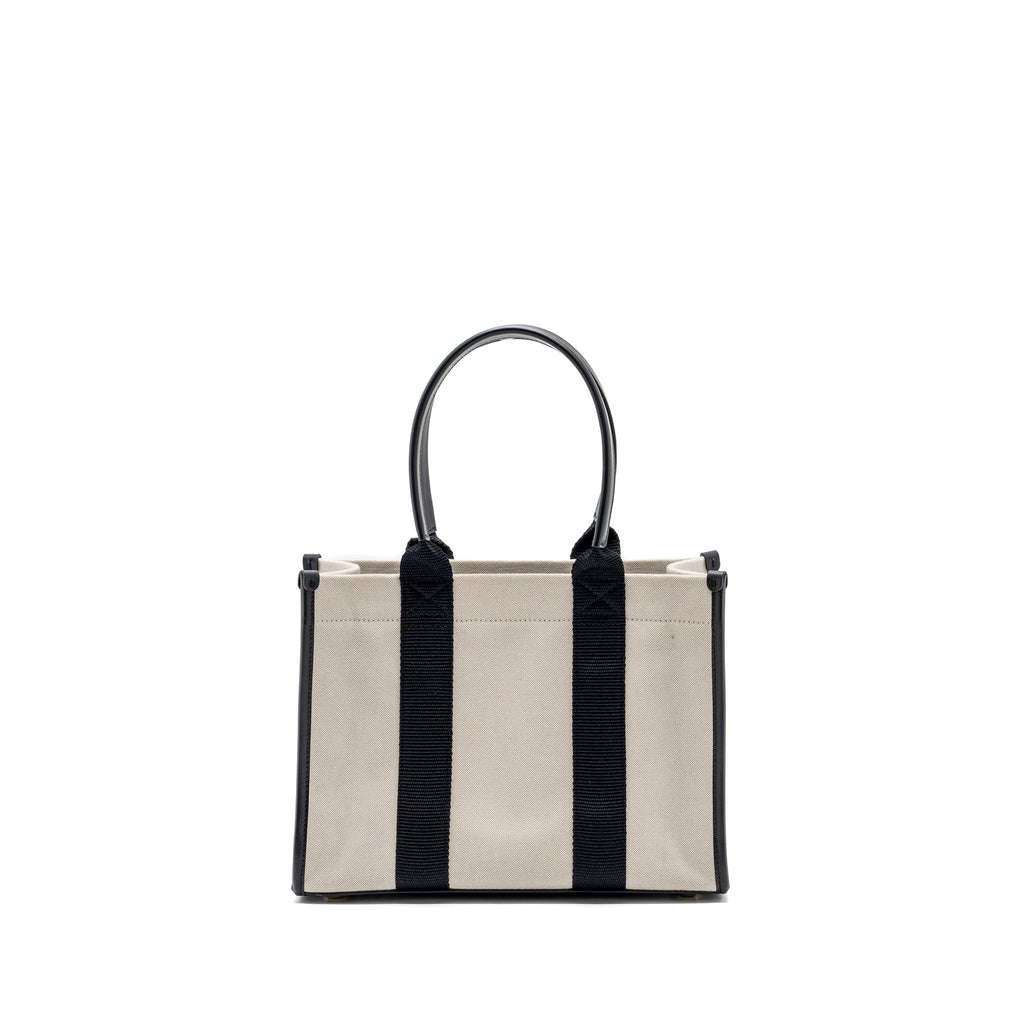 BALENCIAGA SMALL TOTE BAG CANVAS/ LEATHER BLACK/WHITE GHW