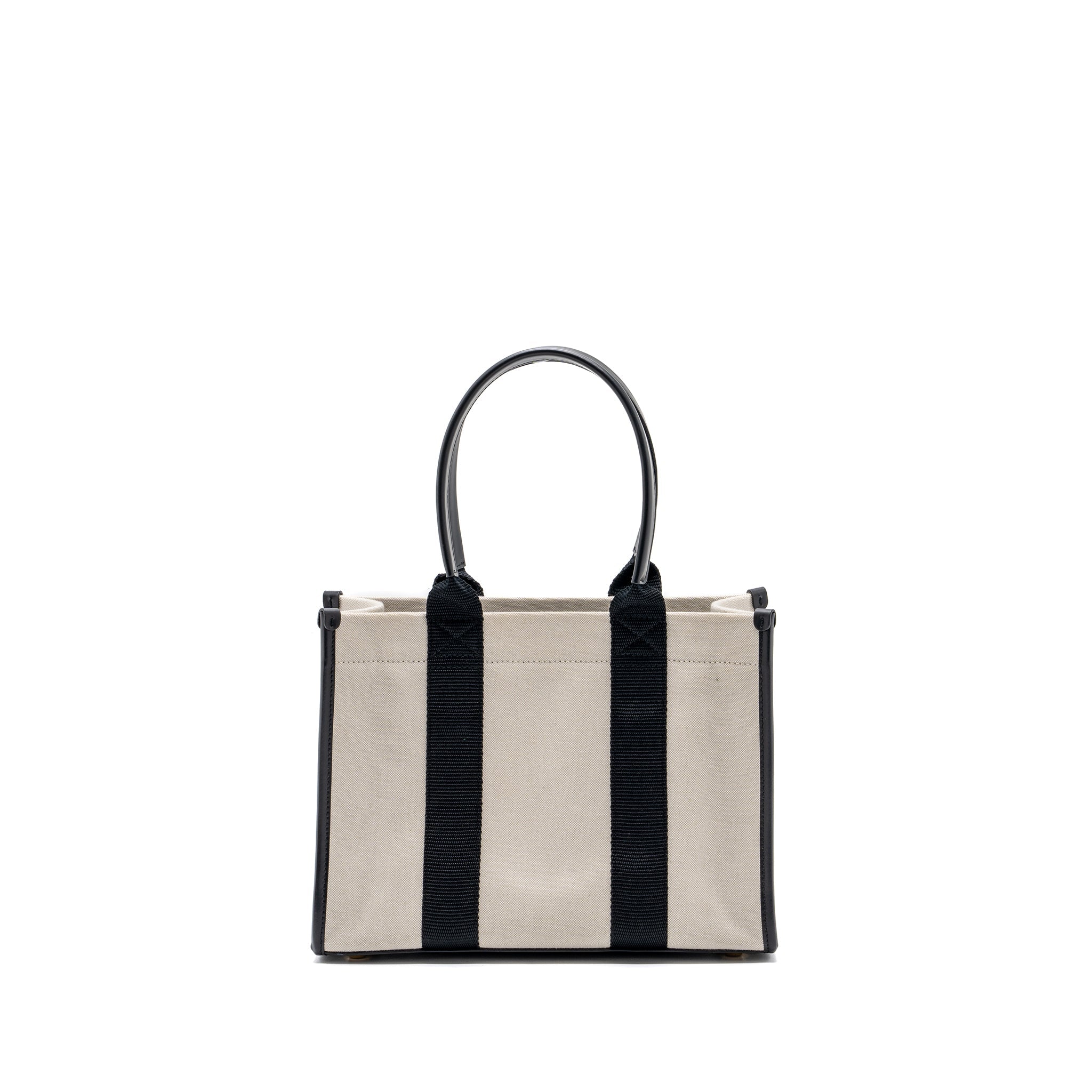 BALENCIAGA SMALL TOTE BAG CANVAS/ LEATHER BLACK/WHITE GHW