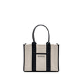 BALENCIAGA SMALL TOTE BAG CANVAS/ LEATHER BLACK/WHITE GHW