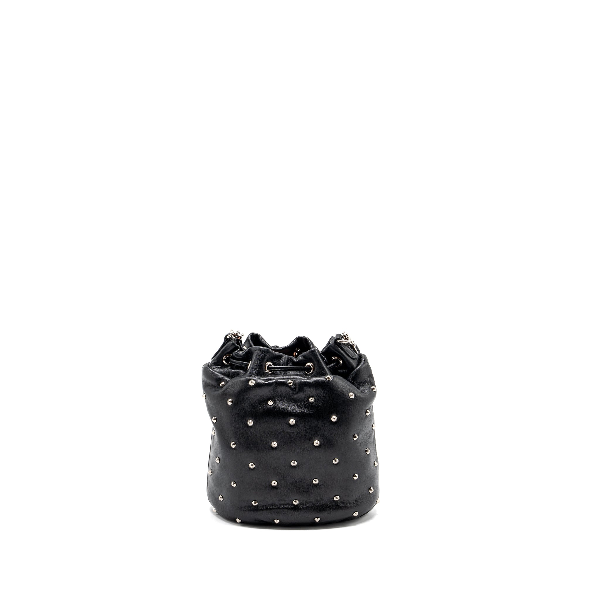 MIU MIU SMALL BUCKET BAG STUDDED NAPPA LAMBSKIN BLACK SHW