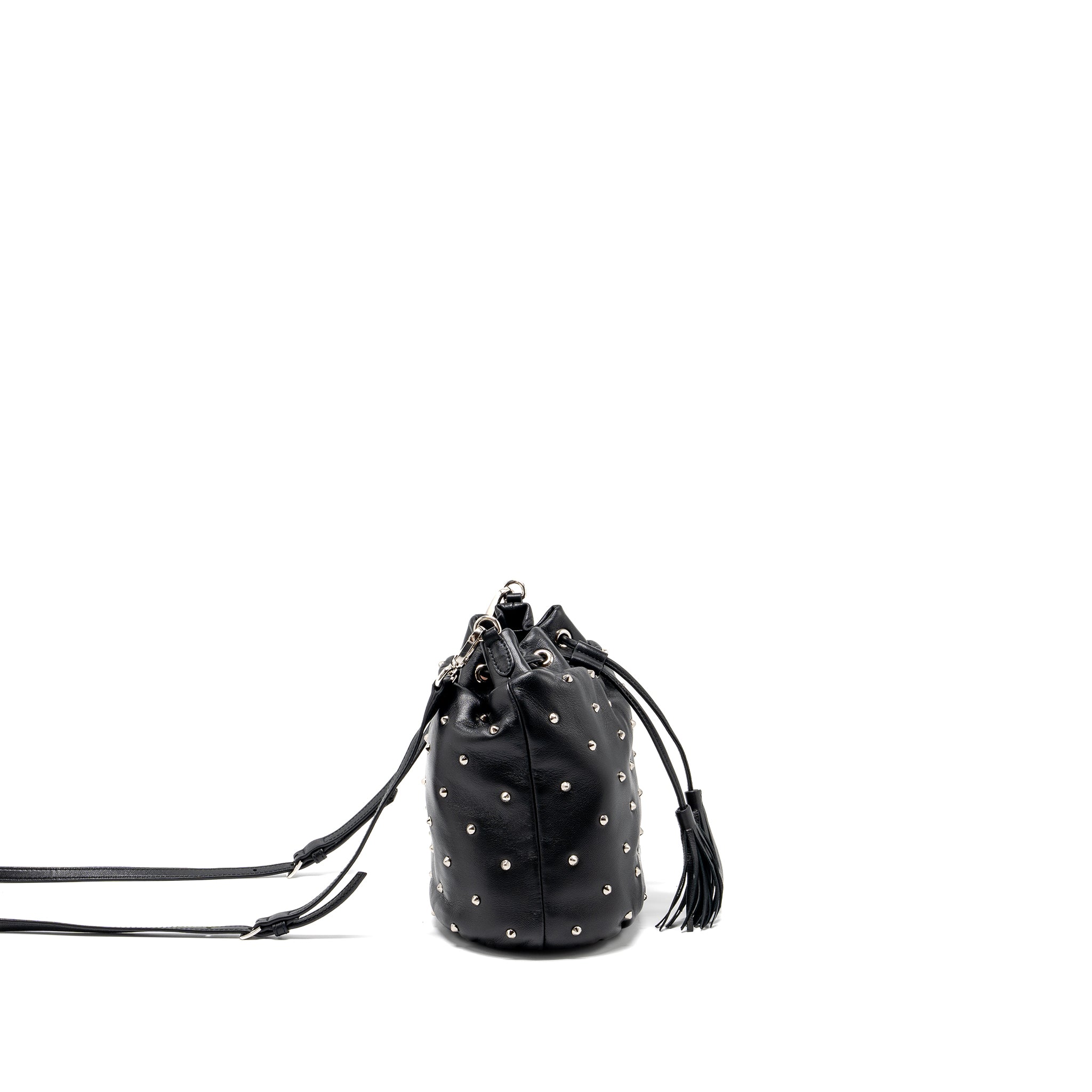 MIU MIU SMALL BUCKET BAG STUDDED NAPPA LAMBSKIN BLACK SHW