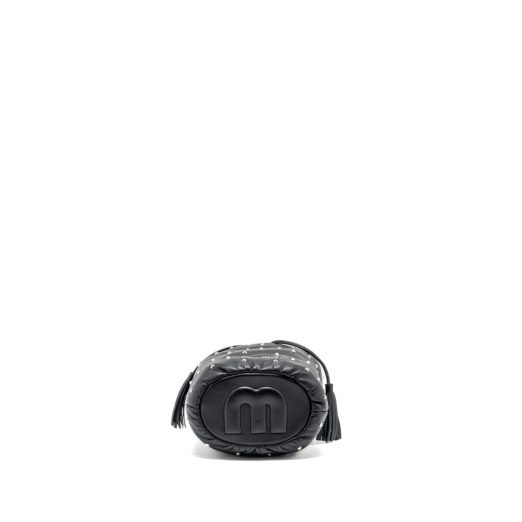 MIU MIU SMALL BUCKET BAG STUDDED NAPPA LAMBSKIN BLACK SHW