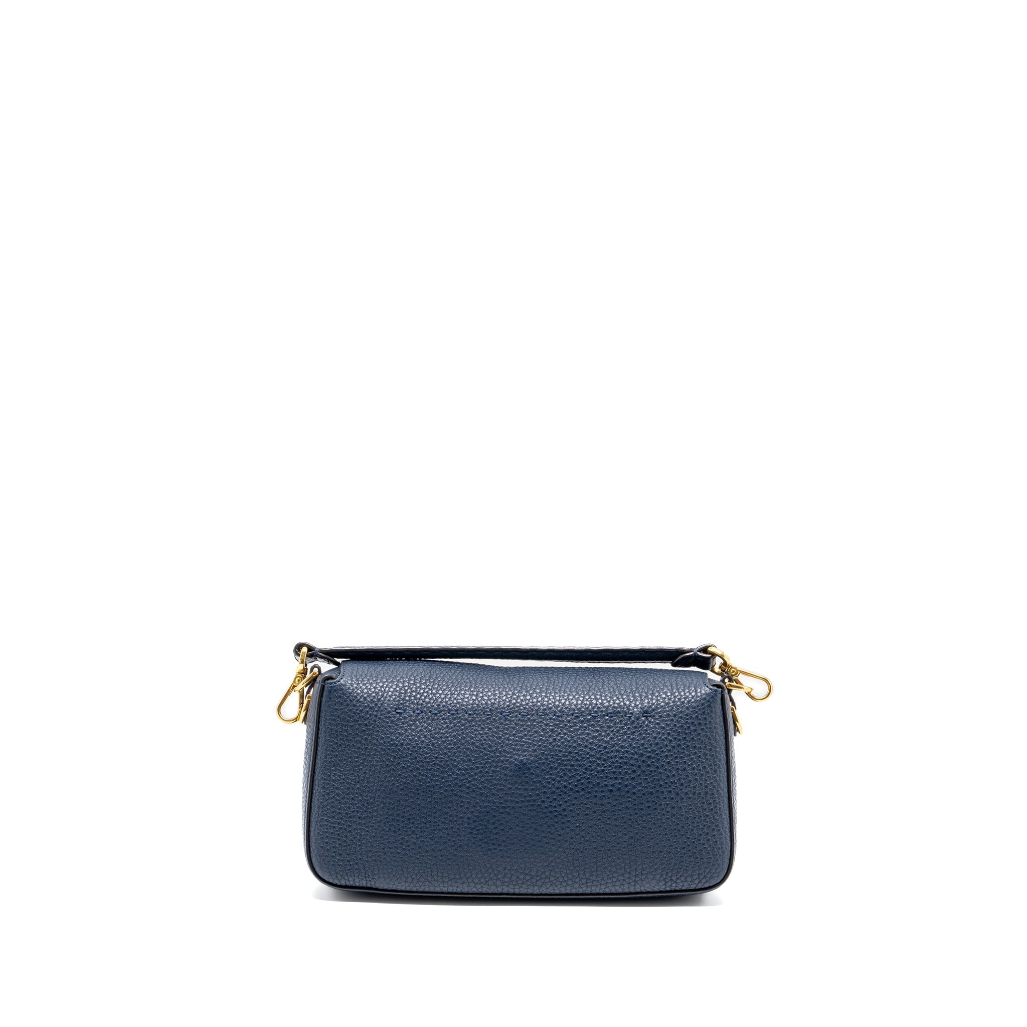 FENDI BAGUETTE BAG GRAINED CALFSKIN DARK BLUE GHW