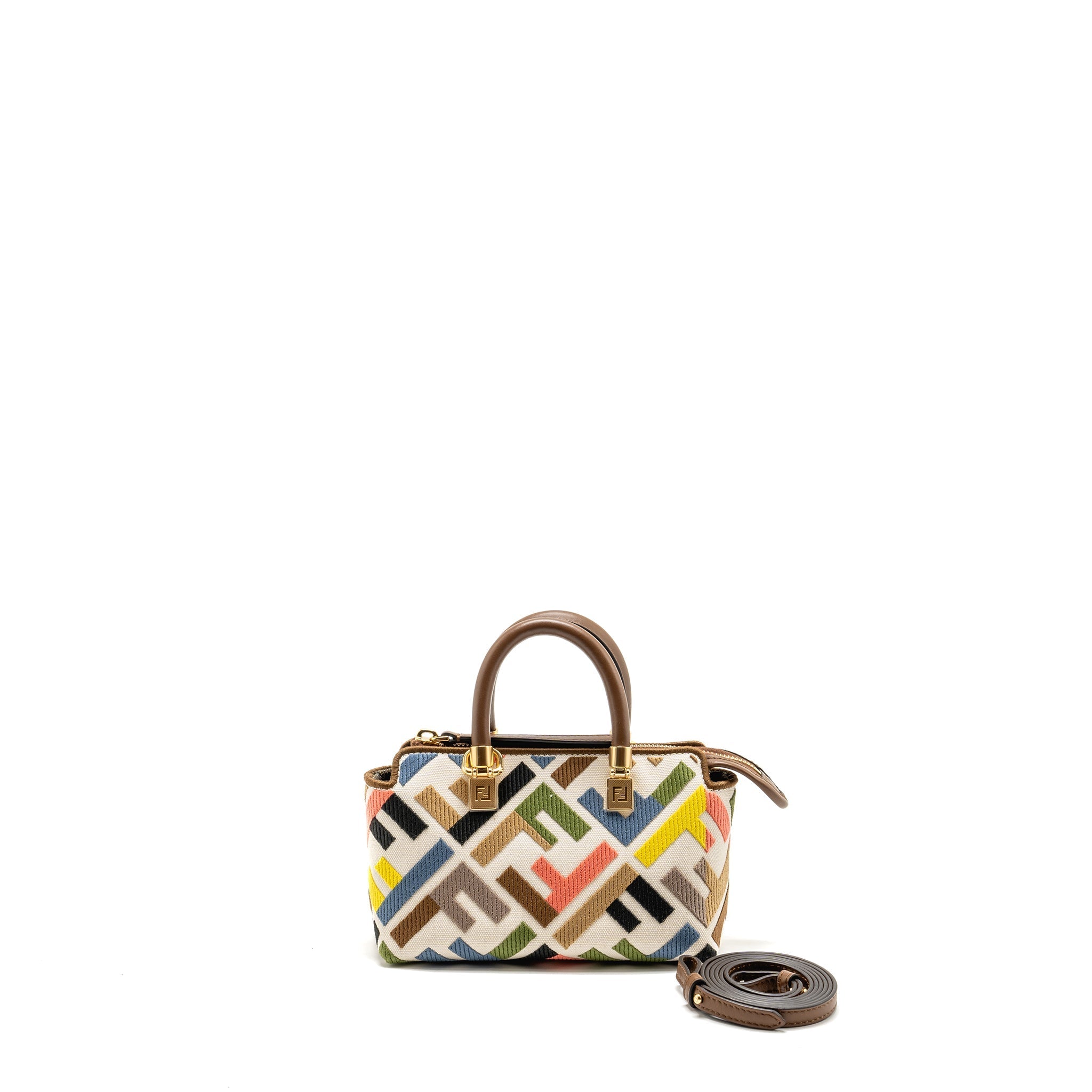 FENDI BY THE WAY MINI BAG EMBROIDERED FF CANVAS MULTICOLOUR GHW