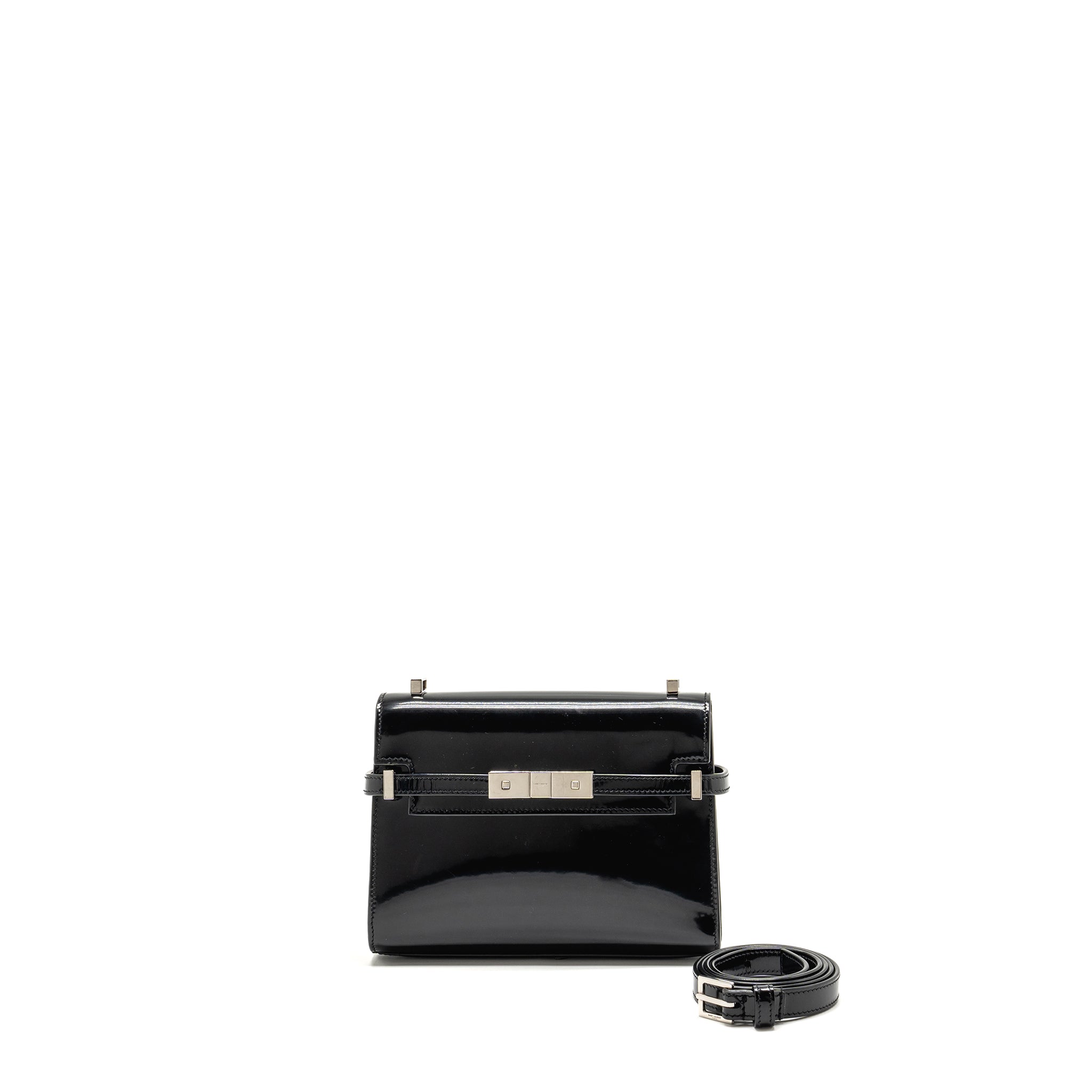 SAINT LAURENT MINI MANHATTAN SHOULDER BAG SHINY CALFSKIN BLACK SHW