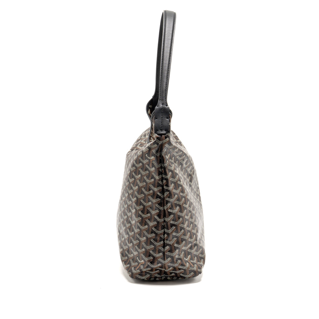 GOYARD BOHEME HOBO BAG GOYARDINE CANVAS/CALFSKIN BLACK SHW