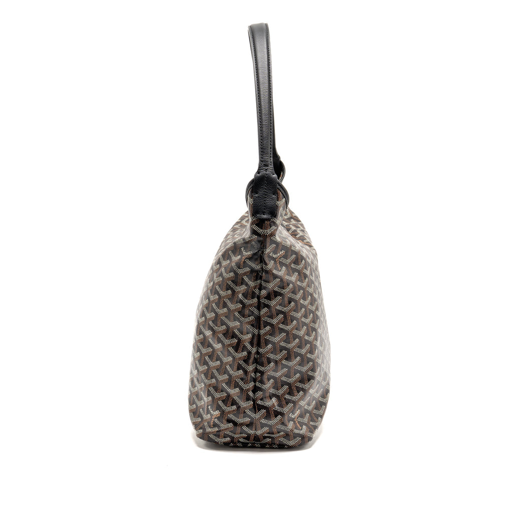 GOYARD BOHEME HOBO BAG GOYARDINE CANVAS/CALFSKIN BLACK SHW
