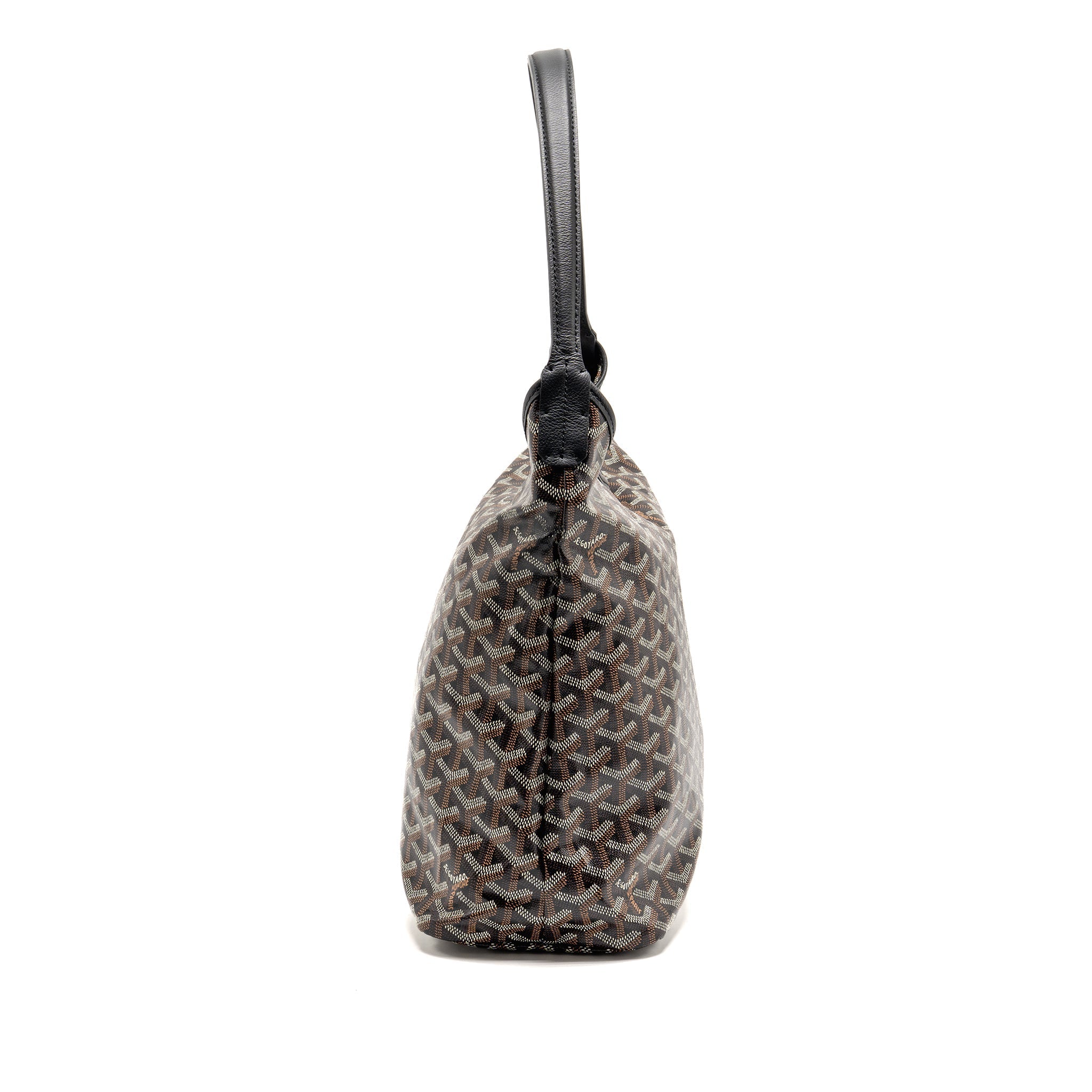 GOYARD BOHEME HOBO BAG GOYARDINE CANVAS/CALFSKIN BLACK SHW