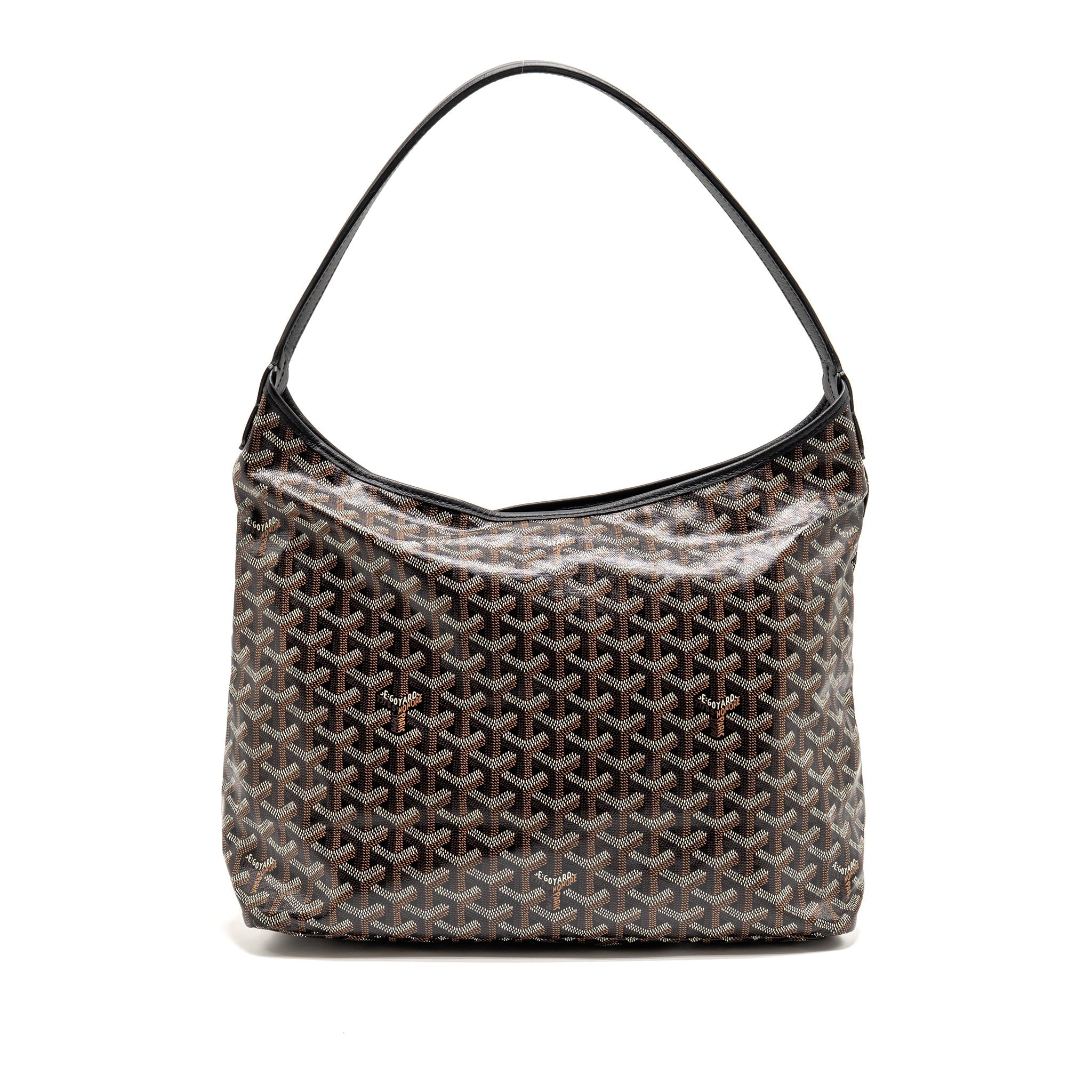 GOYARD BOHEME HOBO BAG GOYARDINE CANVAS/CALFSKIN BLACK SHW
