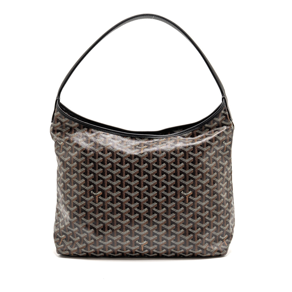 GOYARD BOHEME HOBO BAG GOYARDINE CANVAS/CALFSKIN BLACK SHW