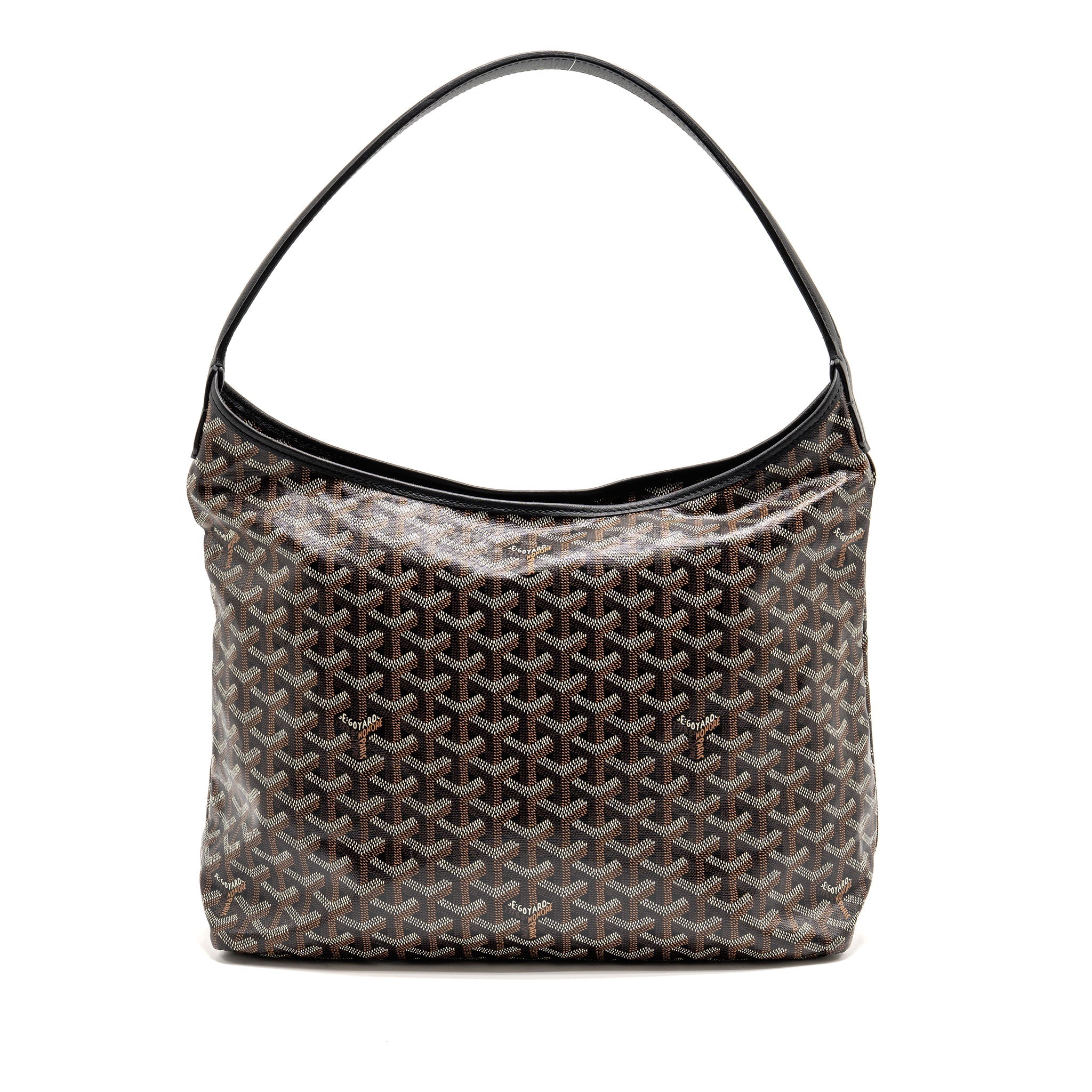 GOYARD BOHEME HOBO BAG GOYARDINE CANVAS/CALFSKIN BLACK SHW