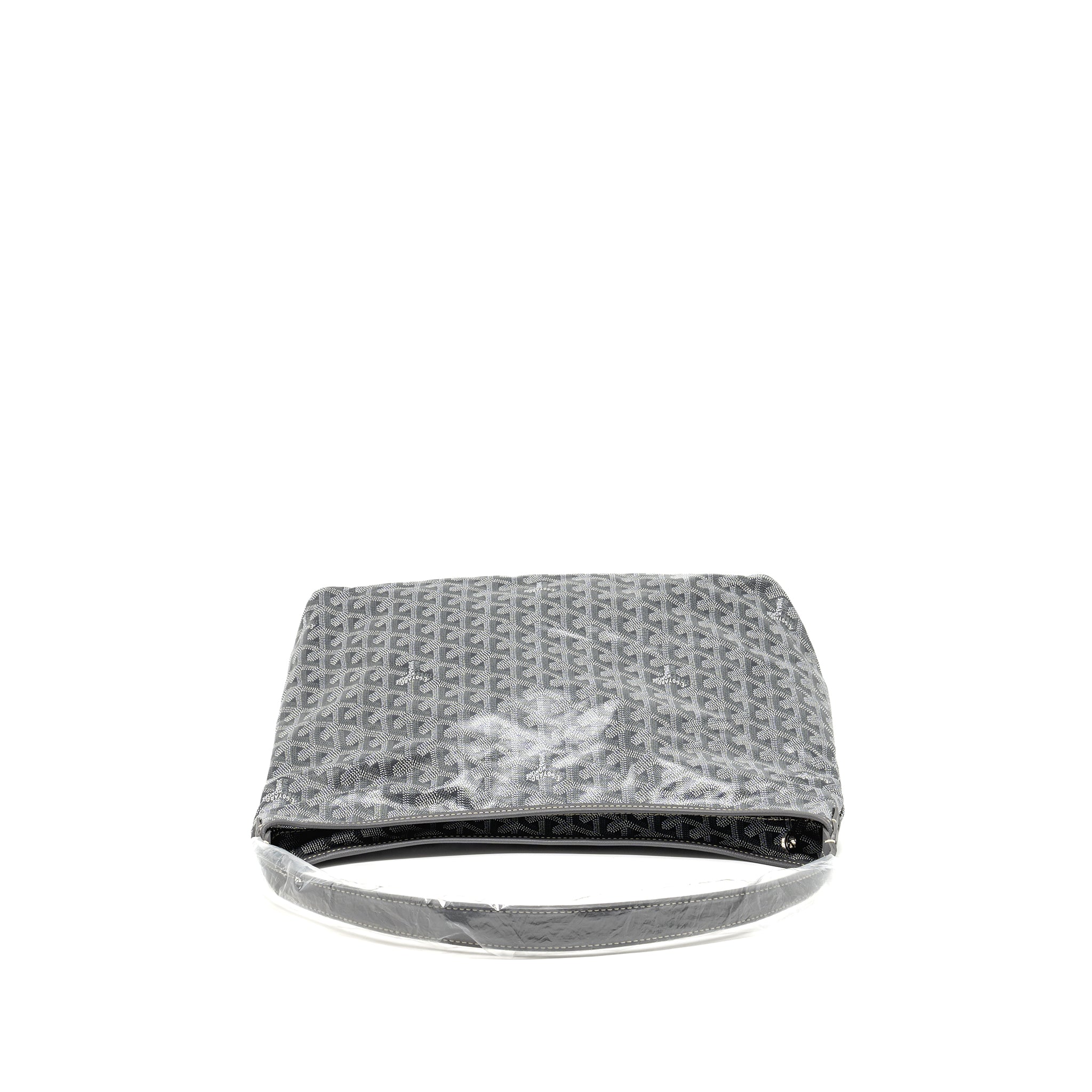 GOYARD BOHEME HOBO PM BAG GOYARDINE CANVAS/CALFSKIN GRIS SHW