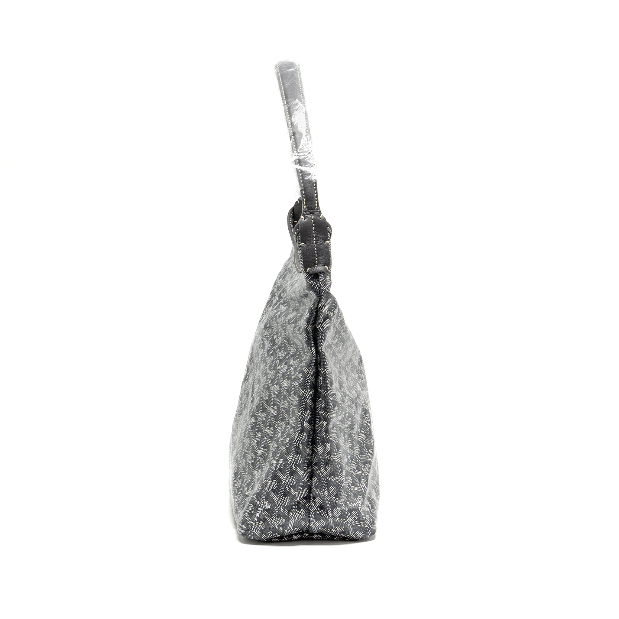 GOYARD BOHEME HOBO PM BAG GOYARDINE CANVAS/CALFSKIN GRIS SHW