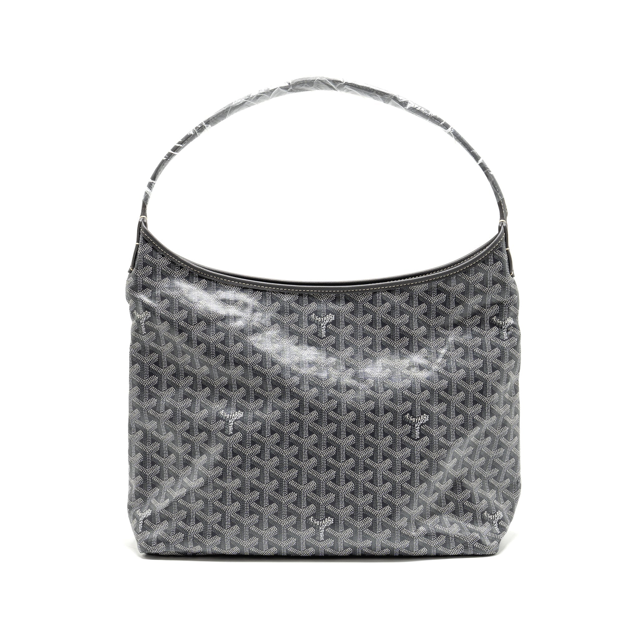 GOYARD BOHEME HOBO PM BAG GOYARDINE CANVAS/CALFSKIN GRIS SHW