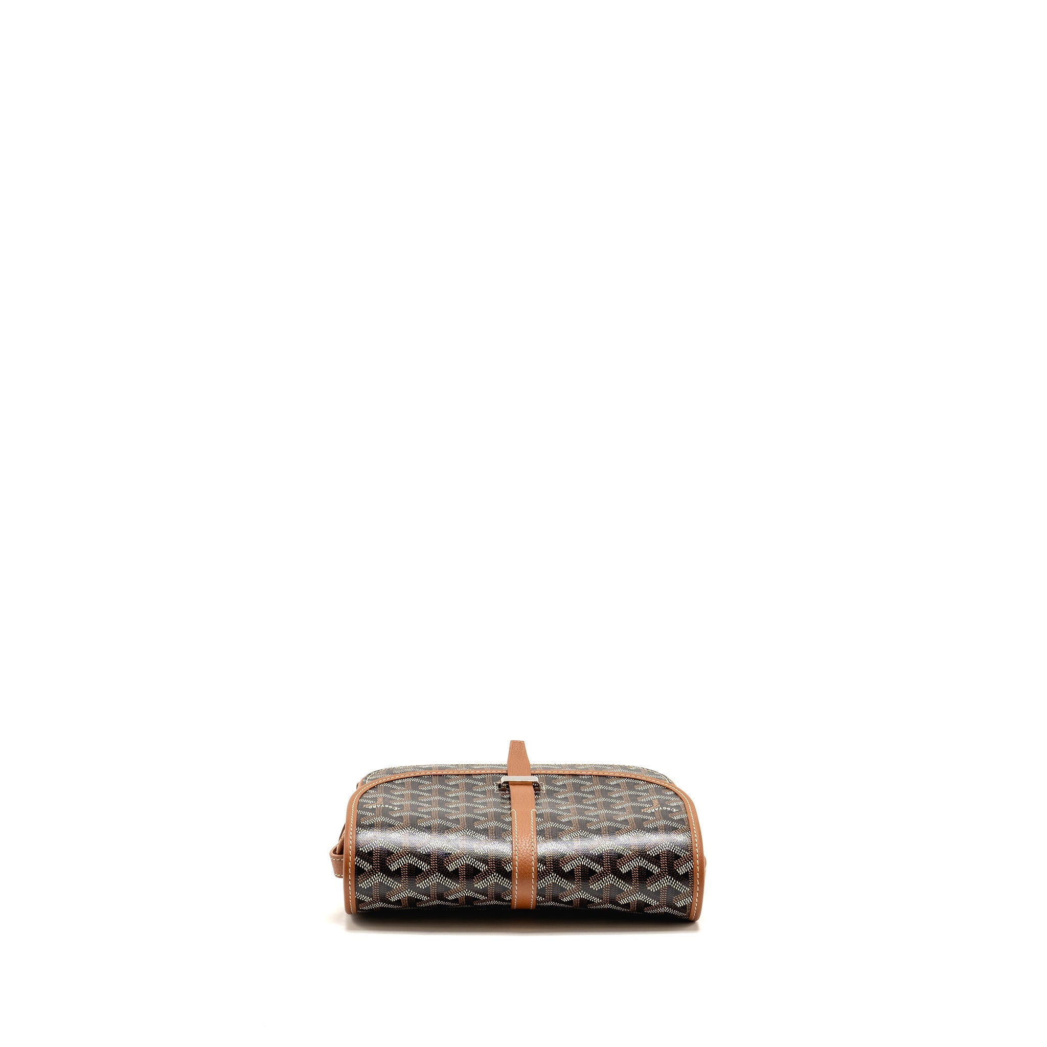 GOYARD BELVEDERE PM MESSENGER BAG GOYARDINE CANVAS/CALFSKIN TAN SHW