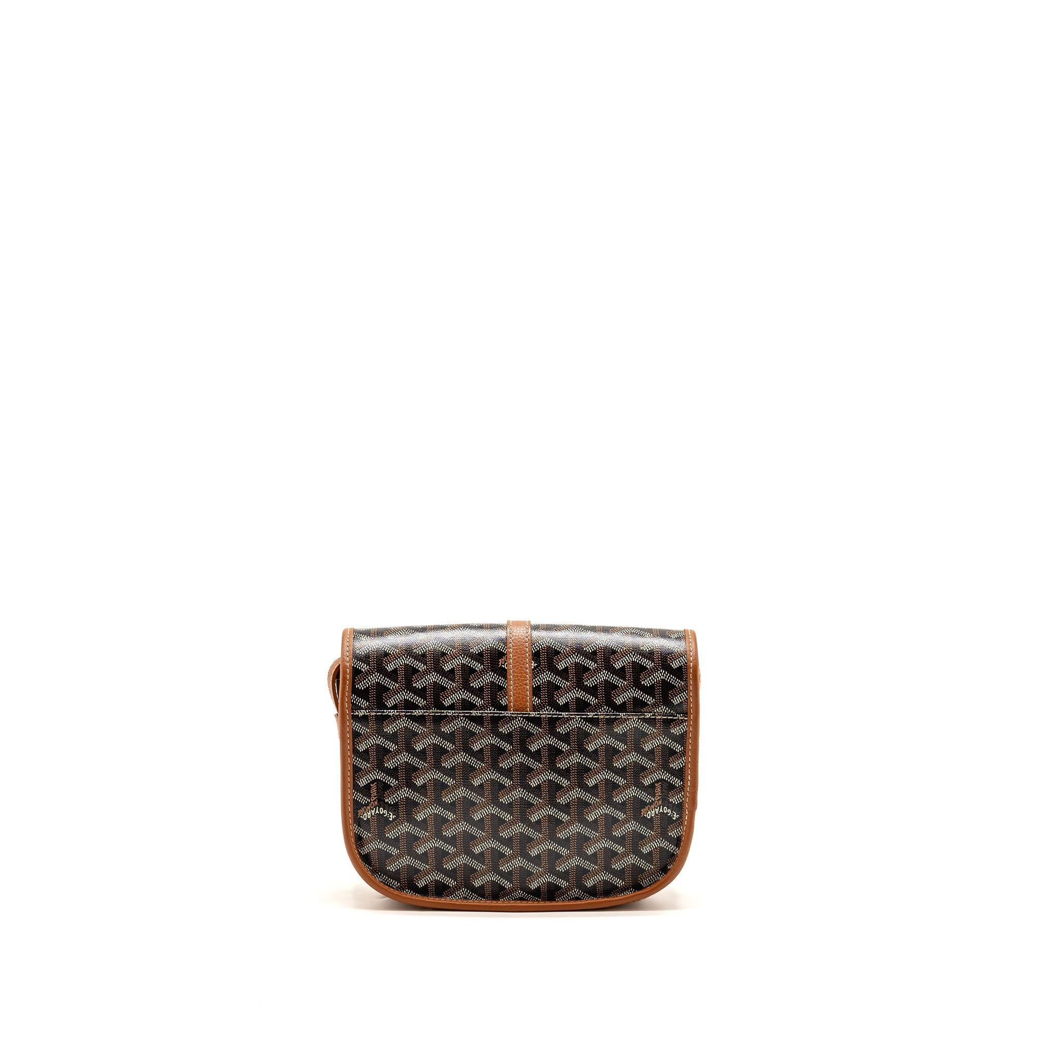 GOYARD BELVEDERE PM MESSENGER BAG GOYARDINE CANVAS/CALFSKIN TAN SHW