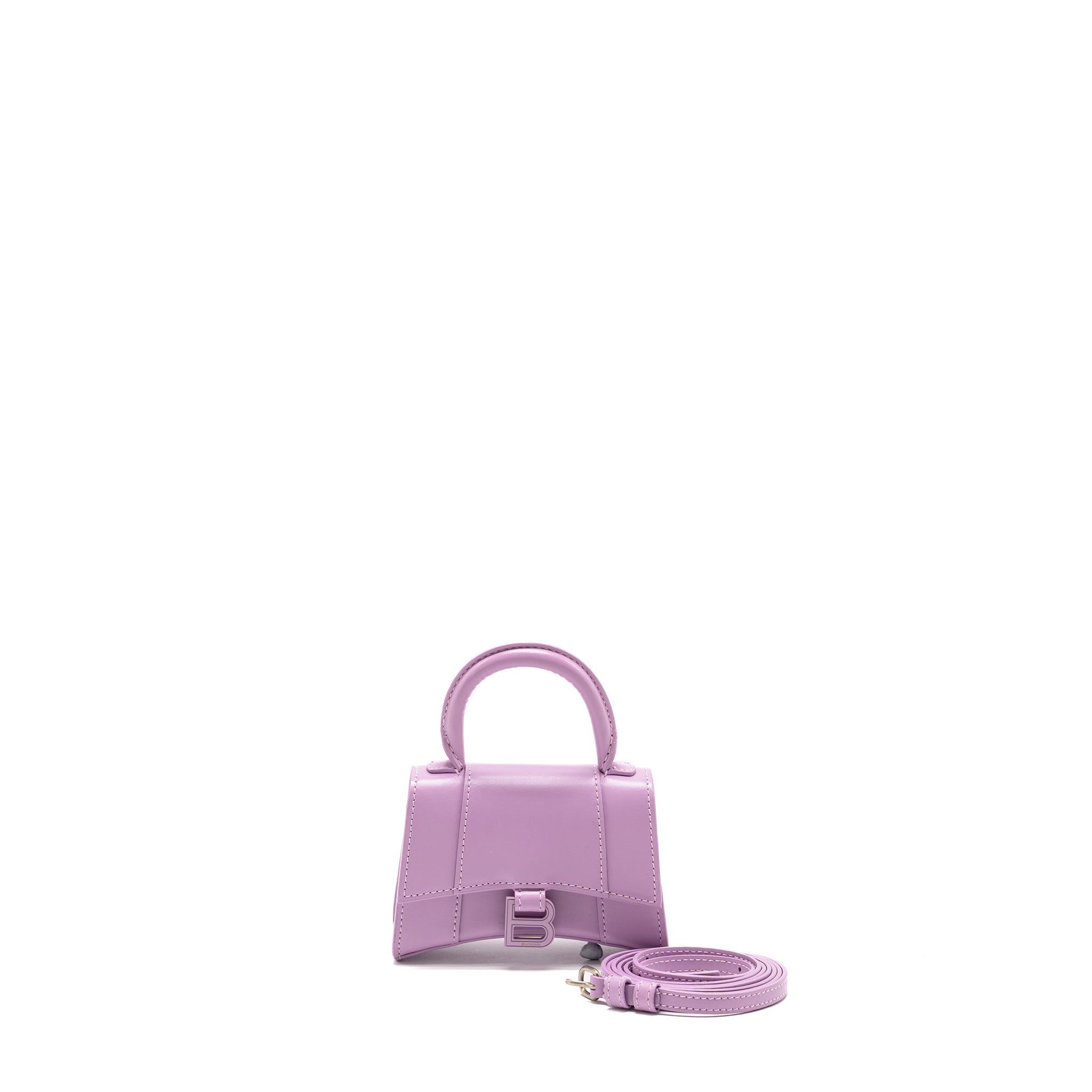 BALENCIAGA MINI HOURGLASS BAG CALFSKIN LIGHT PURPLE SHW