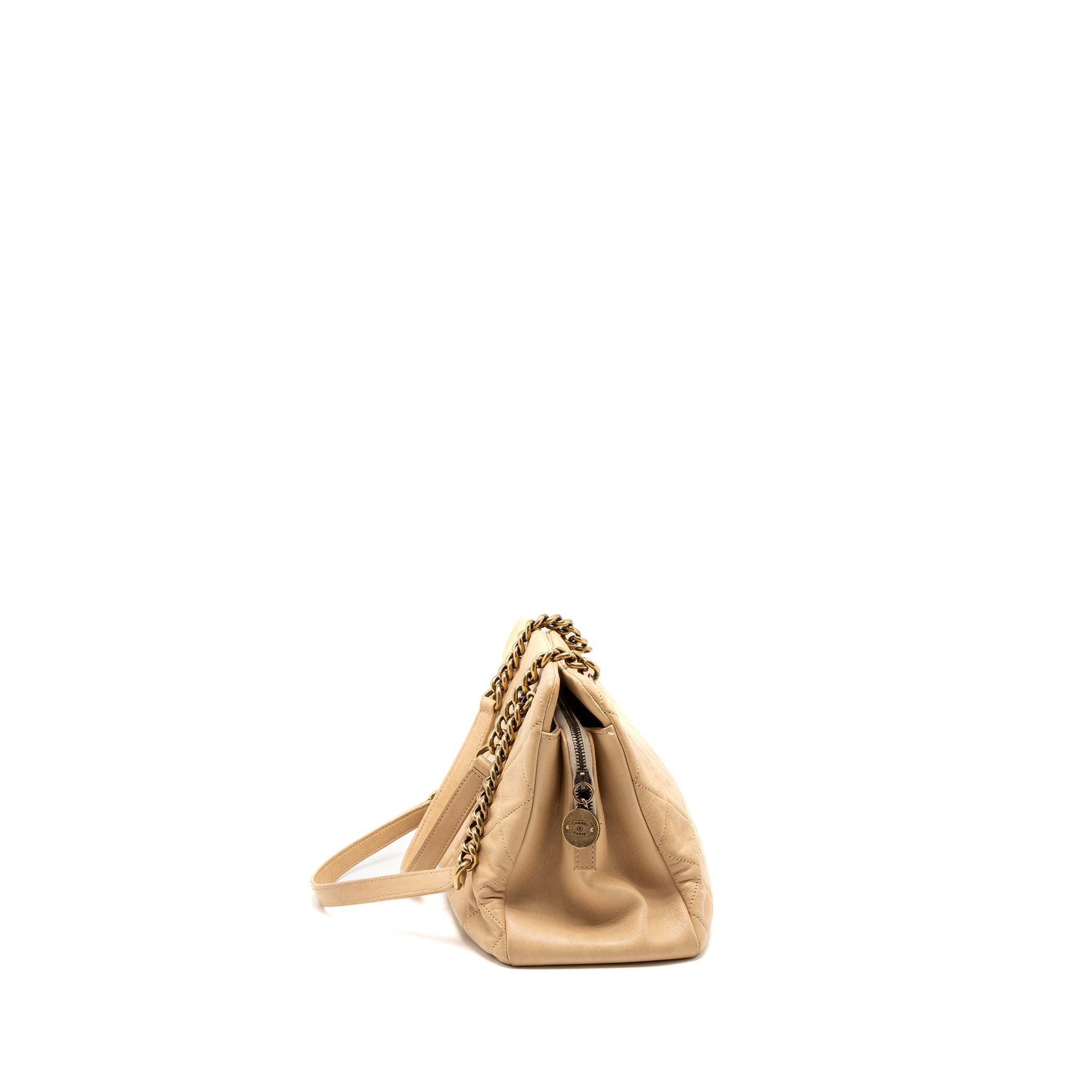 CHANEL SHOPPING TOTE CALFSKIN BEIGE GHW