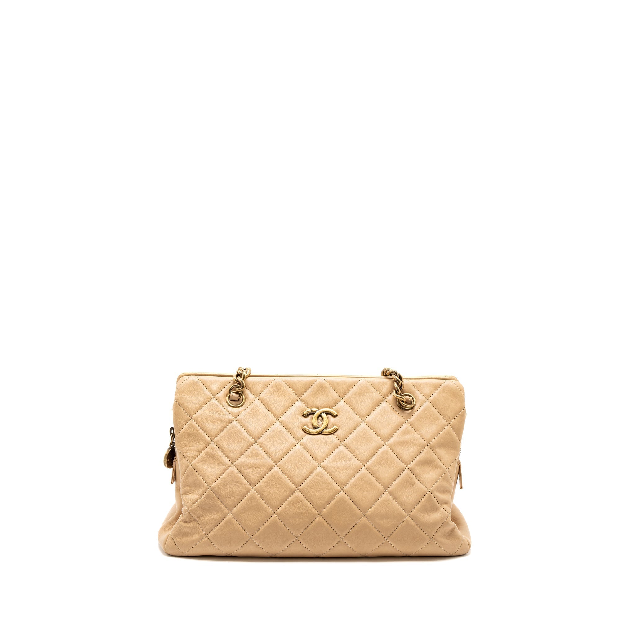 CHANEL SHOPPING TOTE CALFSKIN BEIGE GHW