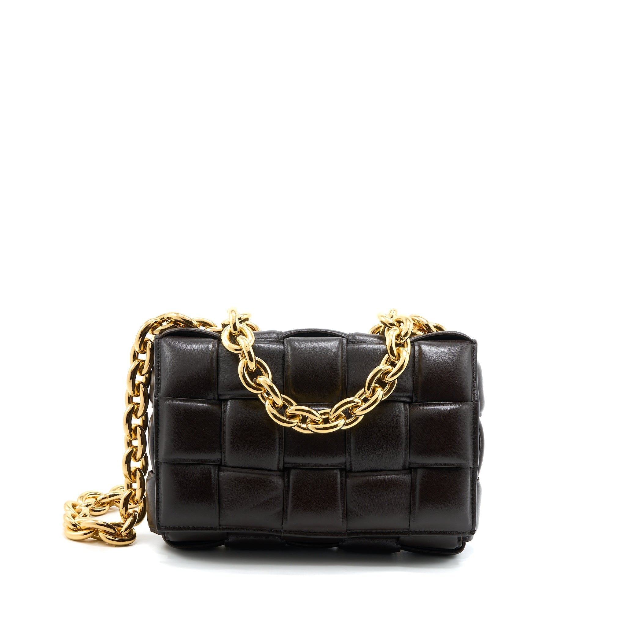 BOTTEGA VENETA CHAIN CASSETTE BAG DARK BROWN GHW