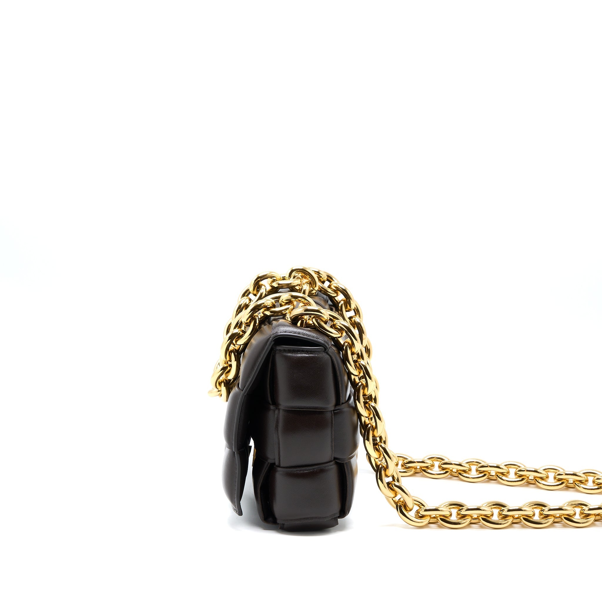 BOTTEGA VENETA CHAIN CASSETTE BAG DARK BROWN GHW