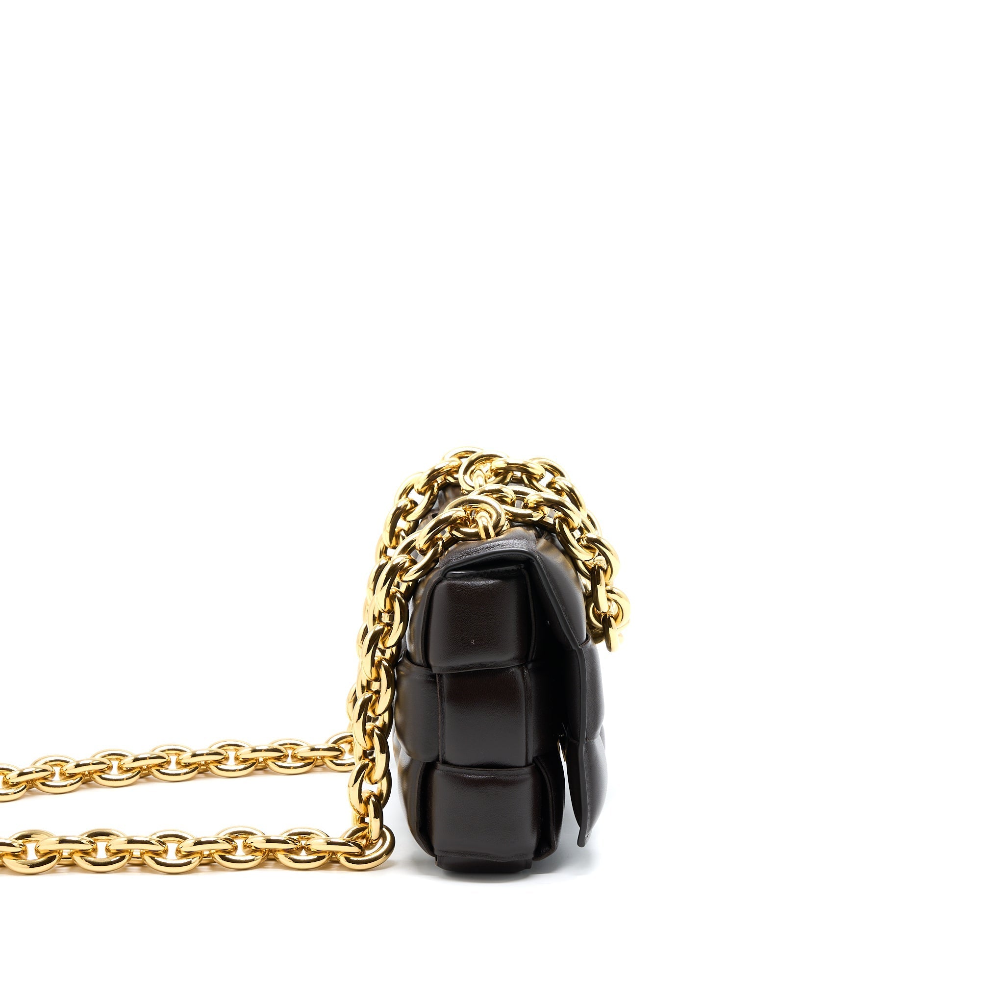 BOTTEGA VENETA CHAIN CASSETTE BAG DARK BROWN GHW
