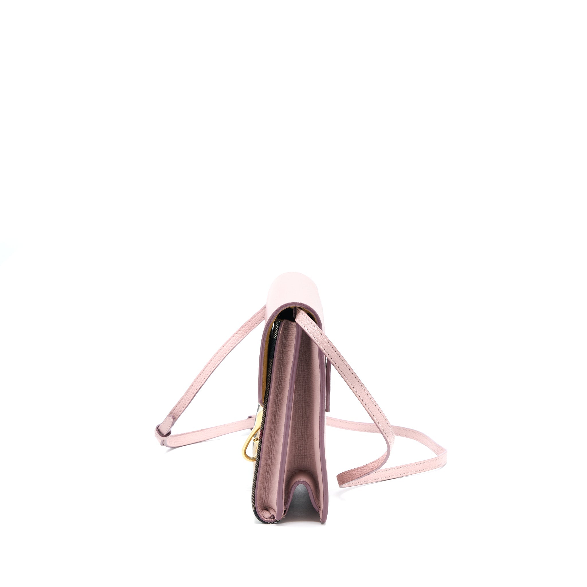 BURBERRY SMALL LEATHER AND HOUSE CHECK CROSSBODY BAG PALE ORCHID