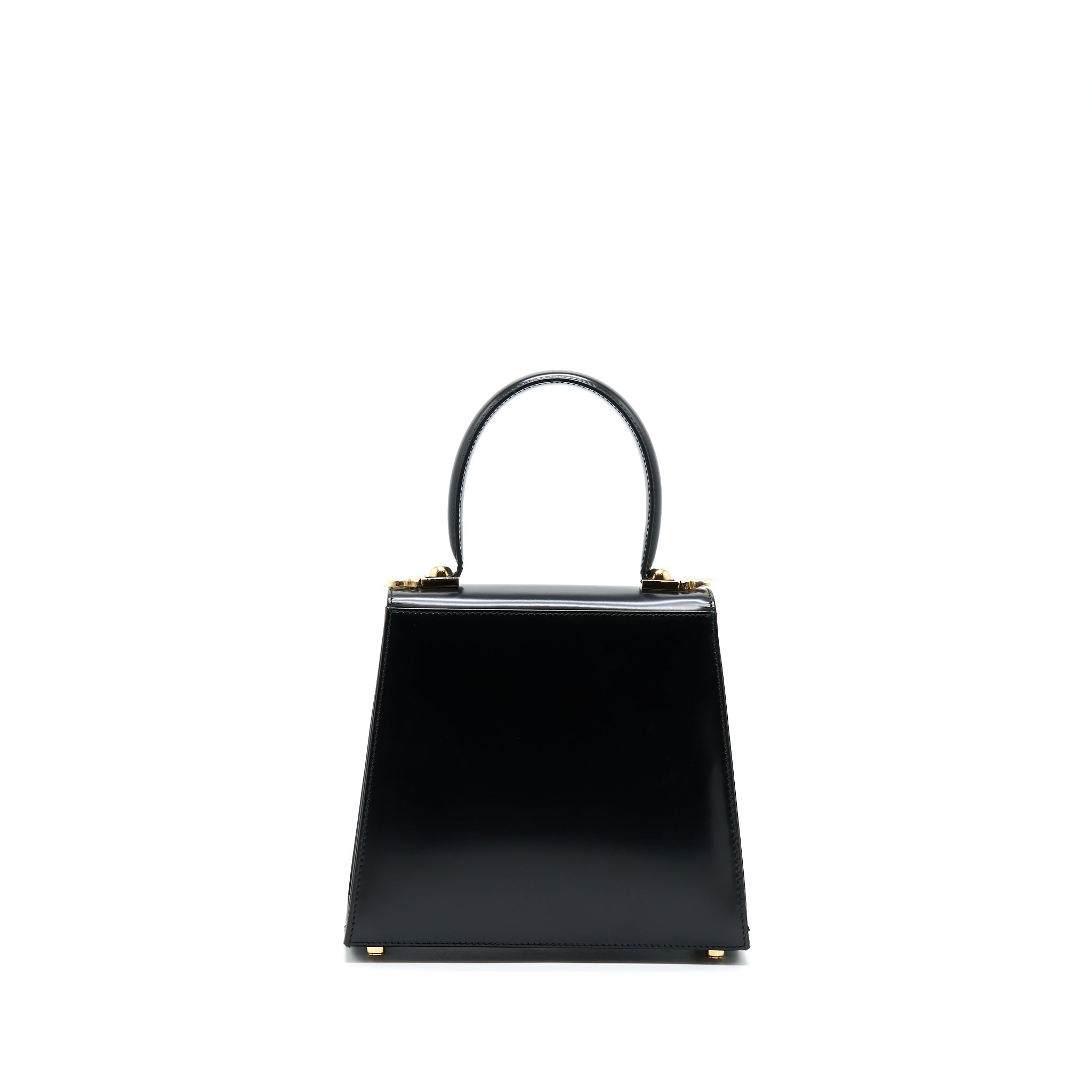 SALVATORE FERRAGAMO GANCINI TOP HANDLE BAG CALFSKIN BLACK GHW