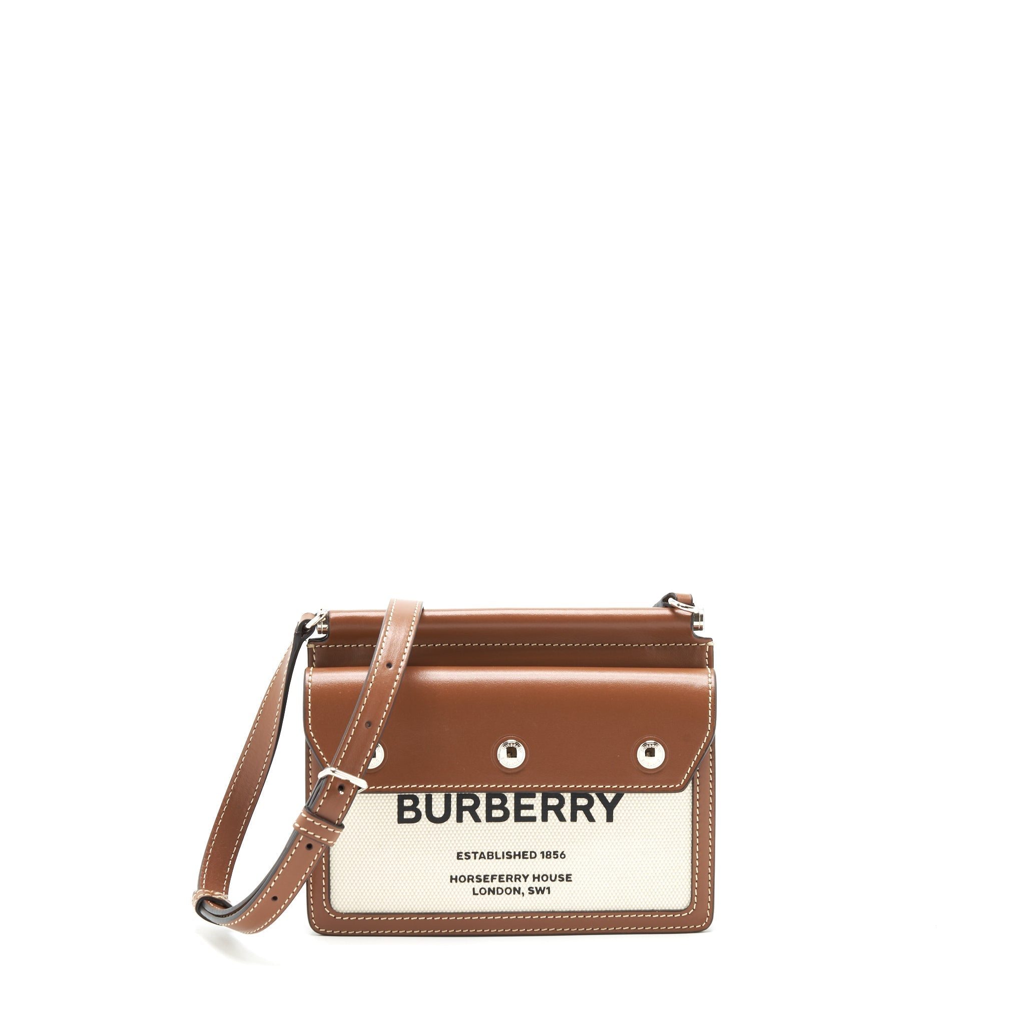 BURBERRY CANVAS/ LEATHER BEIGE MINI CROSSBODY BAG