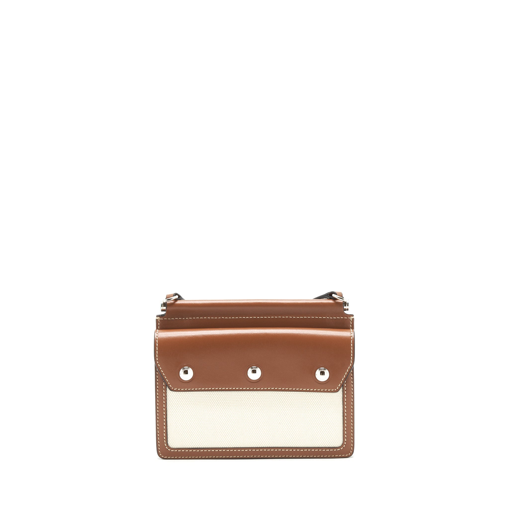 BURBERRY CANVAS/ LEATHER BEIGE MINI CROSSBODY BAG