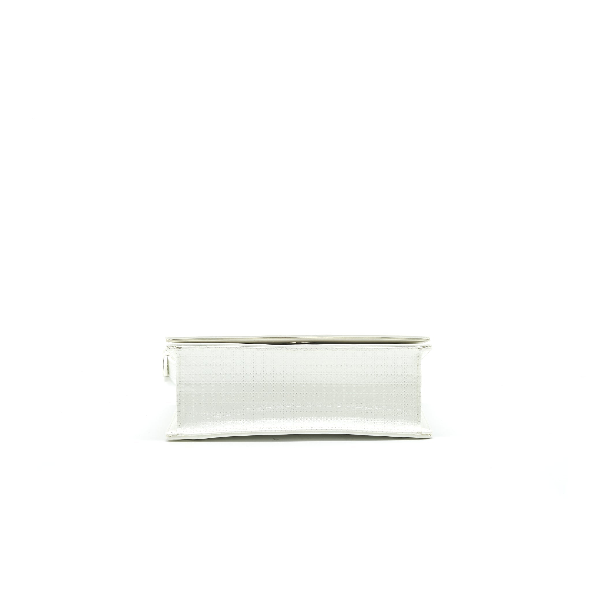 CHRISTIAN DIOR SMALL CANNAGE DIORAMA PATENT LEATHER IN WHITE SHW