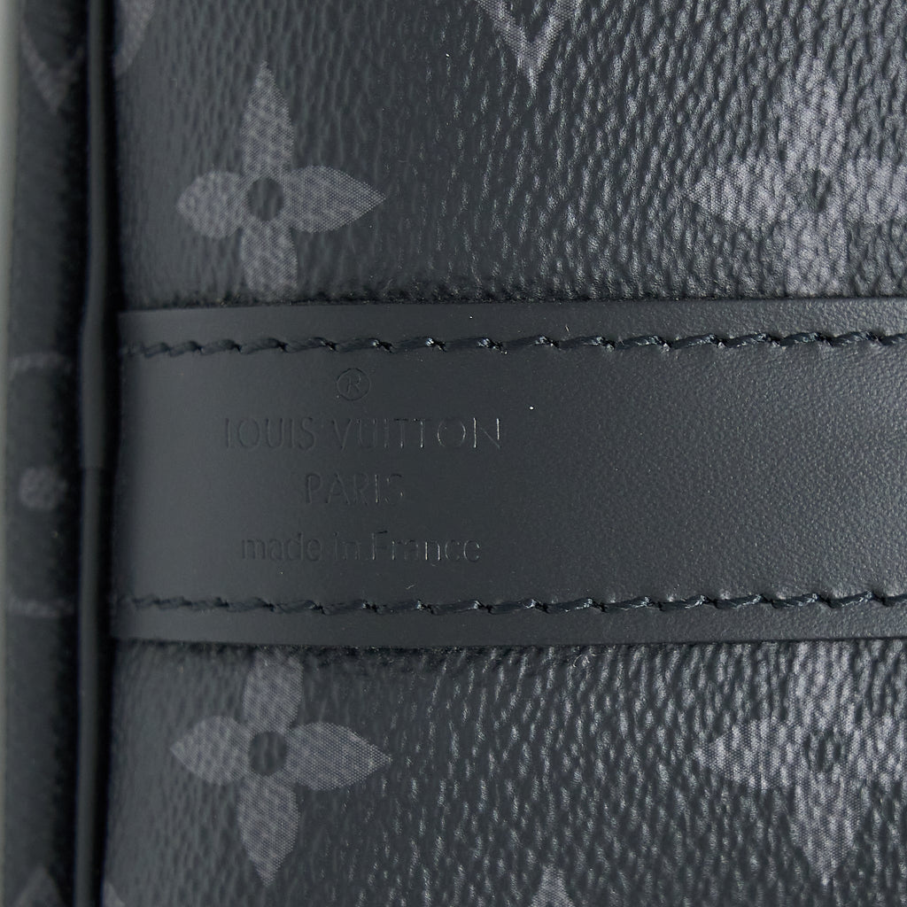 LOUIS VUITTON KEEPALL 55 WITH SHOULDER STRAP MONOGRAM ECLIPSE CANVAS SHW
