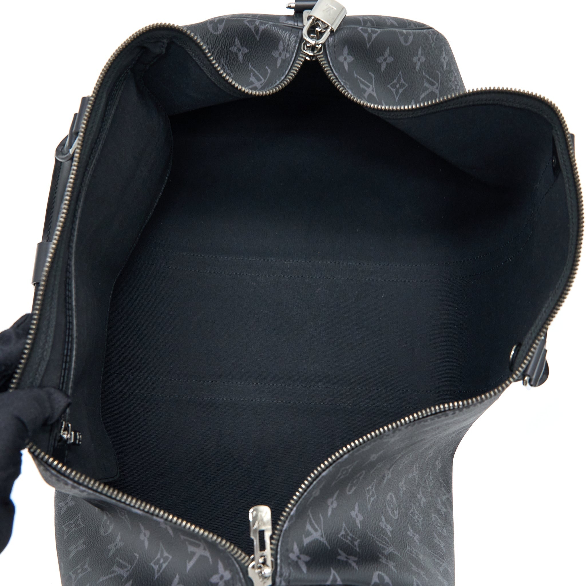LOUIS VUITTON KEEPALL 55 WITH SHOULDER STRAP MONOGRAM ECLIPSE CANVAS SHW
