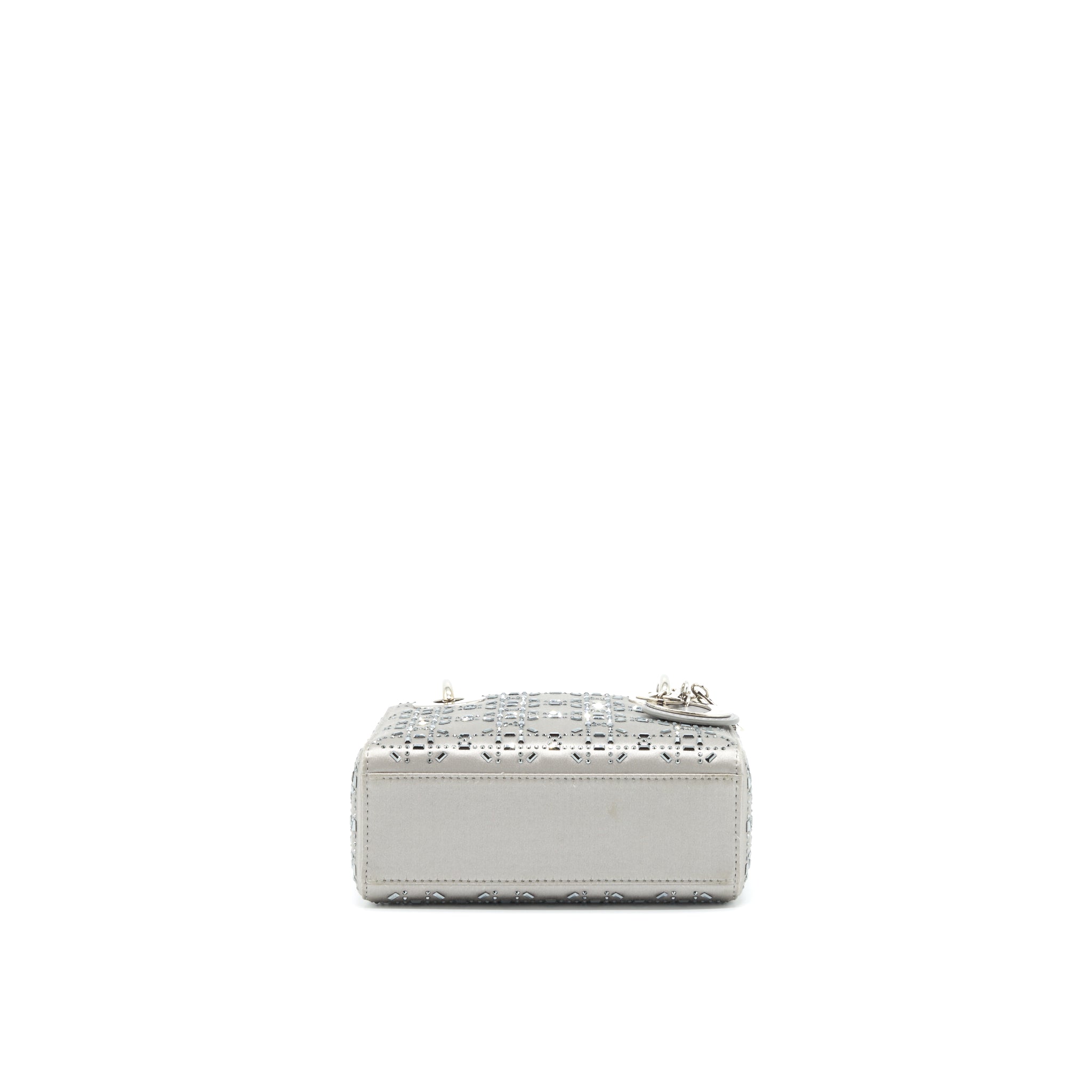 DIOR MINI LADY DIOR SATIN CRYSTAL CANNAGE GREY SHW