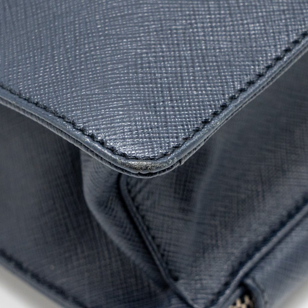 PRADA SAFFIANO TRAVEL BRIEFCASE CALFSKIN DARK BLUE SHW