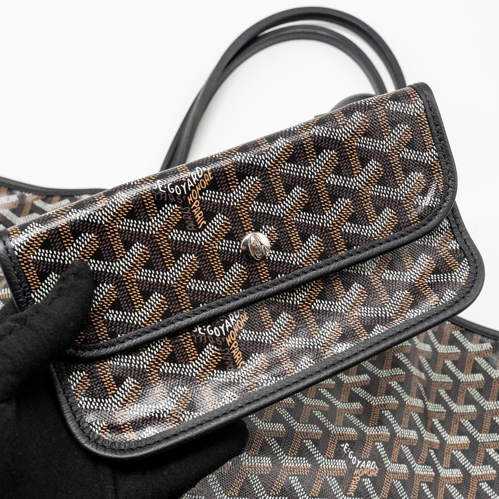 GOYARD SAINT LOUIS PM TOTE GOYARDINE CANVAS/CALFSKIN BLACK SHW