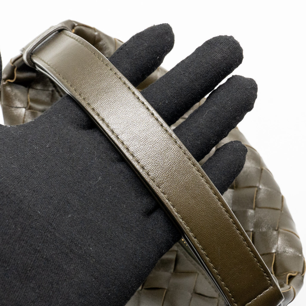 BOTTEGA VENETA WALLACE BAG CALFSKIN KAKI GHW